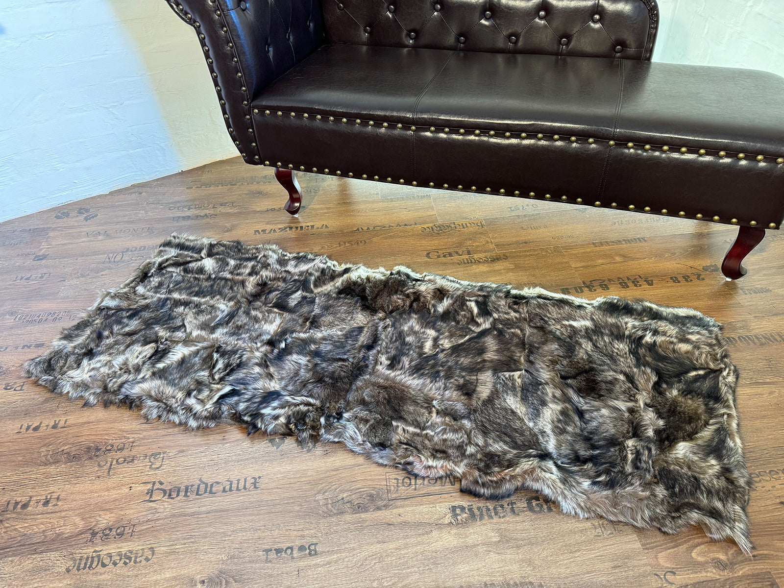 Echter Pelzläufer PL-201 Fellläufer Lammfellläufer 160x60cm grau braun