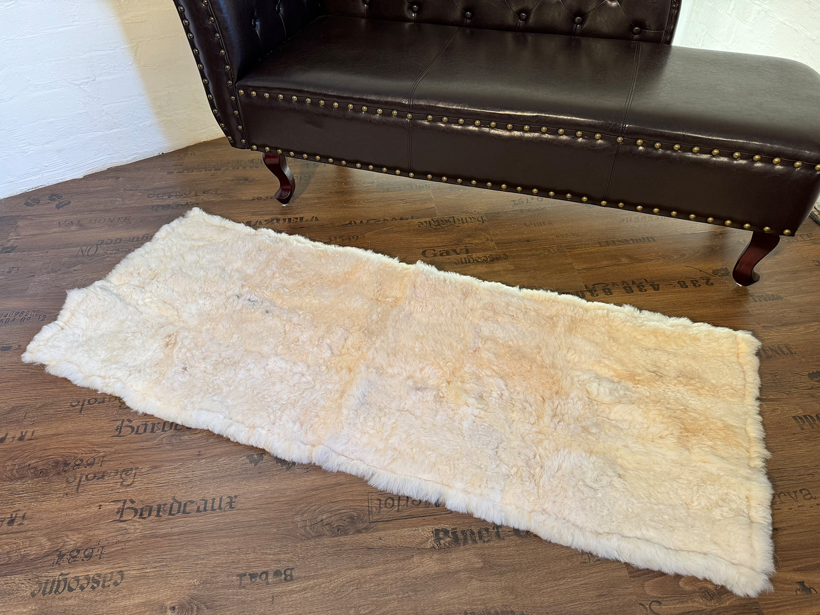 Echter Pelzläufer PL-275 Fellläufer Lammfellläufer 160x60cm creme weiß