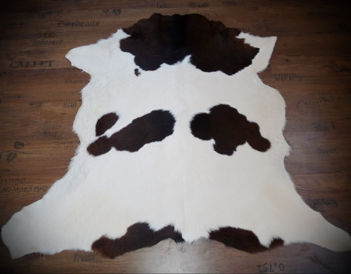 Kuhfell weiss - braun 120x130cm #554