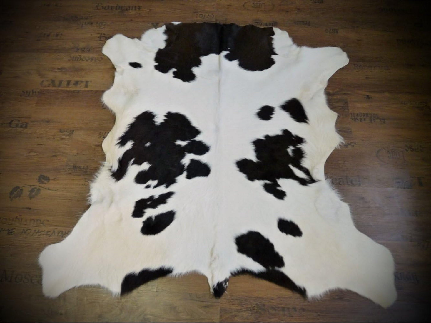 Kuhfell weiss - braun 120x120cm #657