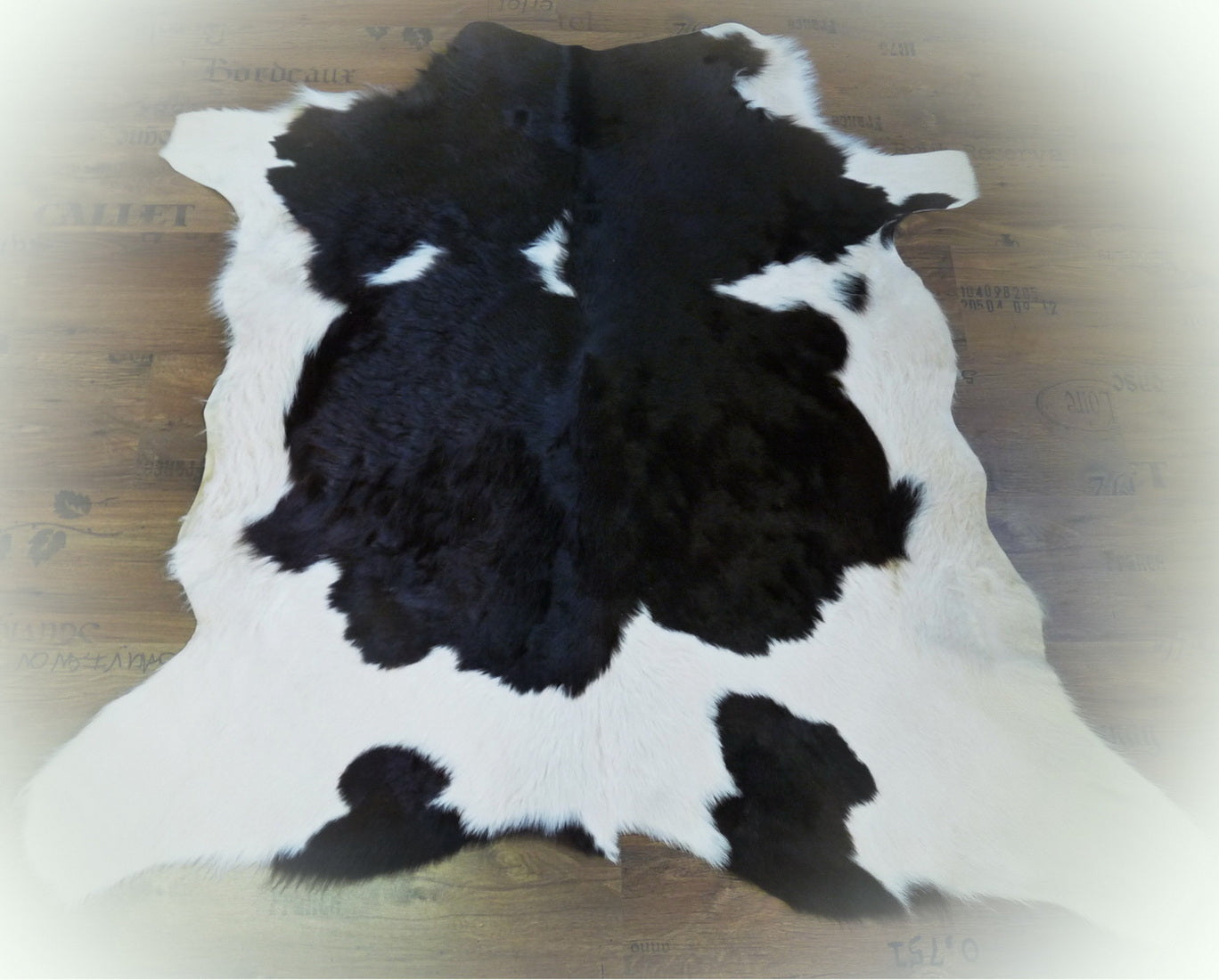 Kuhfell weiss - braun 135x135cm #731