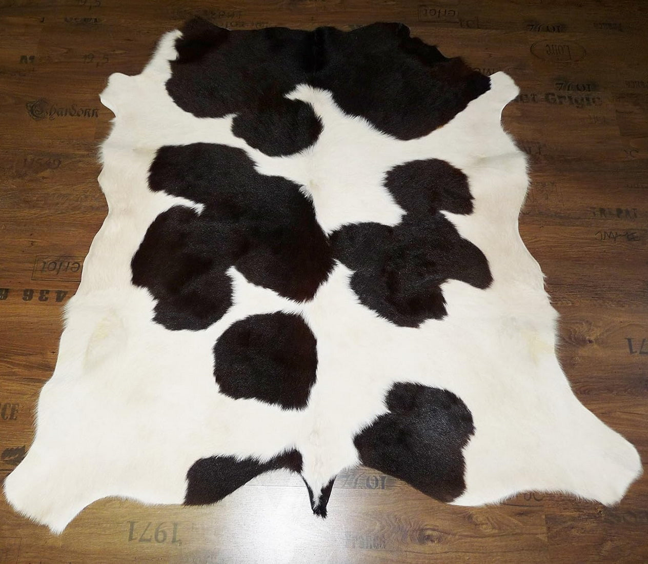 Kuhfell weiss - braun 125x125cm #775