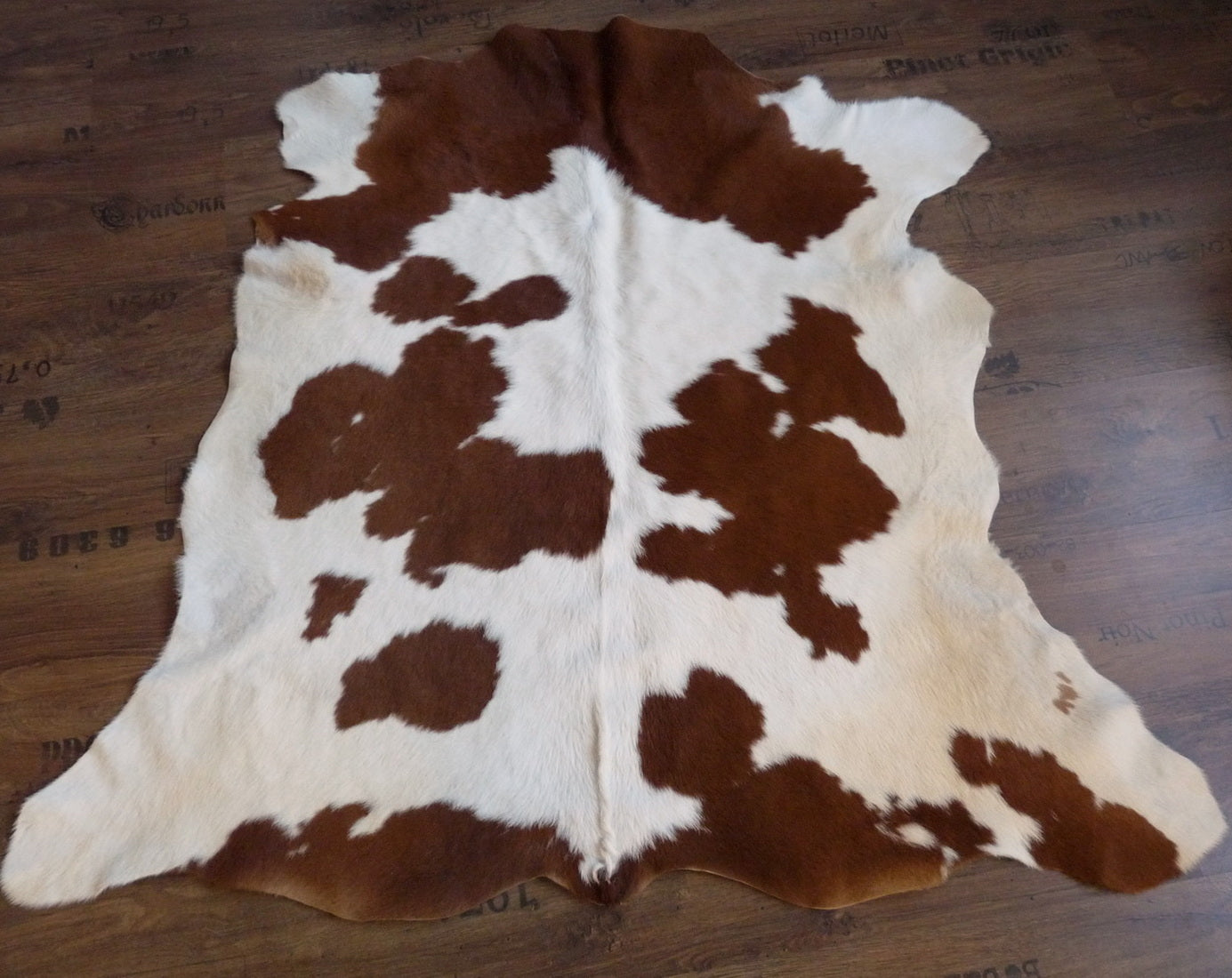 Kuhfell weiss - braun 130x130cm #800