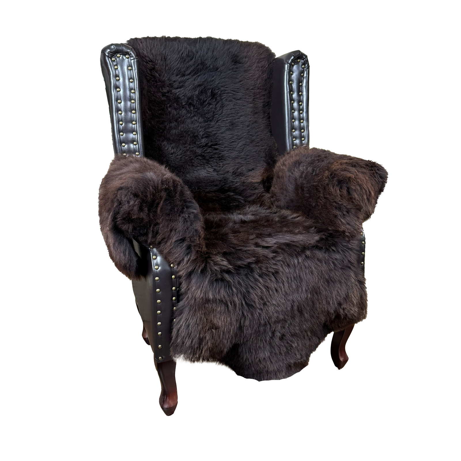 MEIWITT® Schaffell Sesselschoner mit Armlehnen braun
