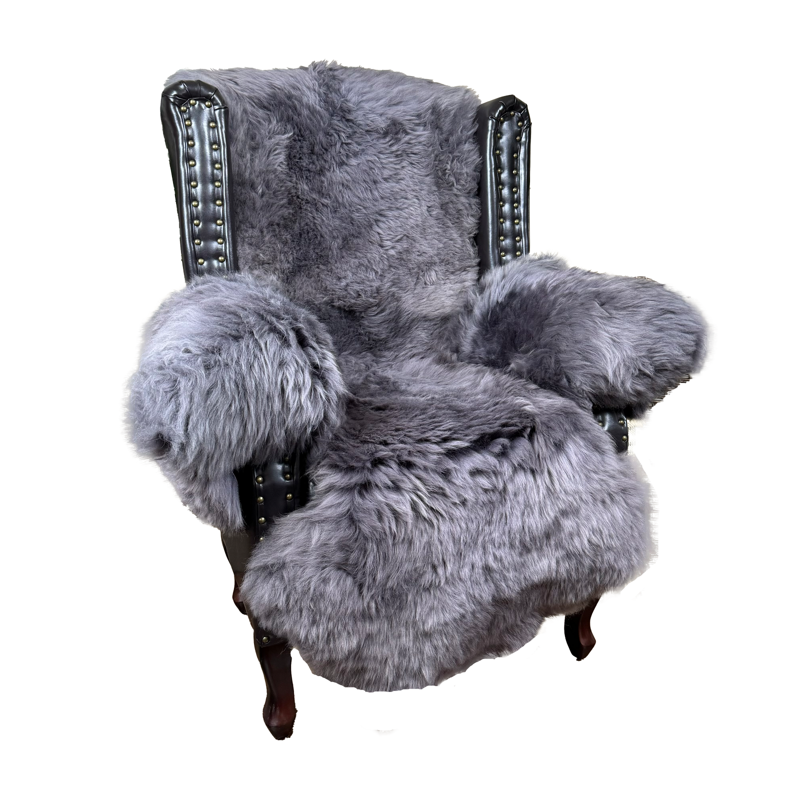 MEIWITT® Schaffell Sesselschoner mit Armlehnen grau