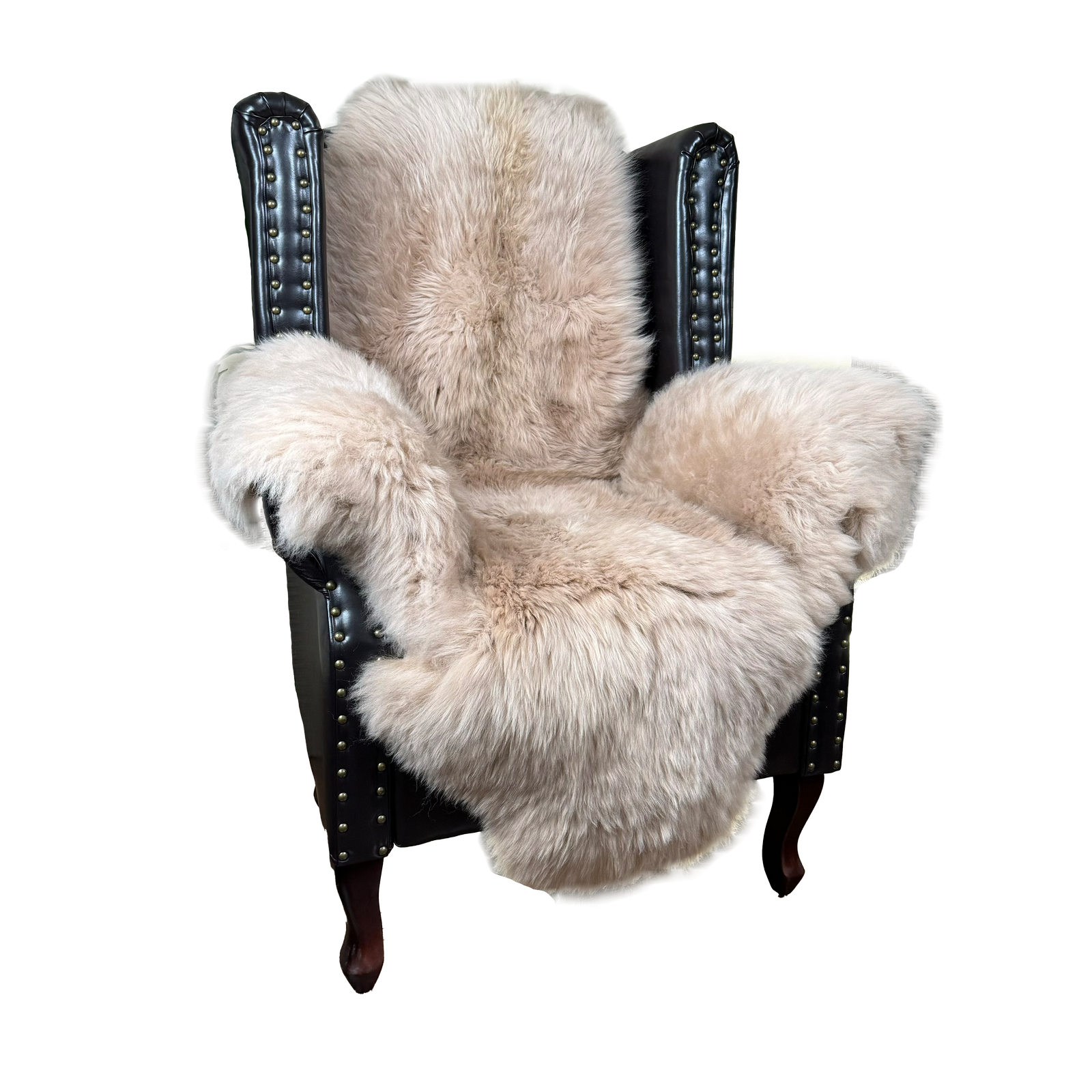 MEIWITT® Schaffell Sesselschoner mit Armlehnen hellbraun / sand