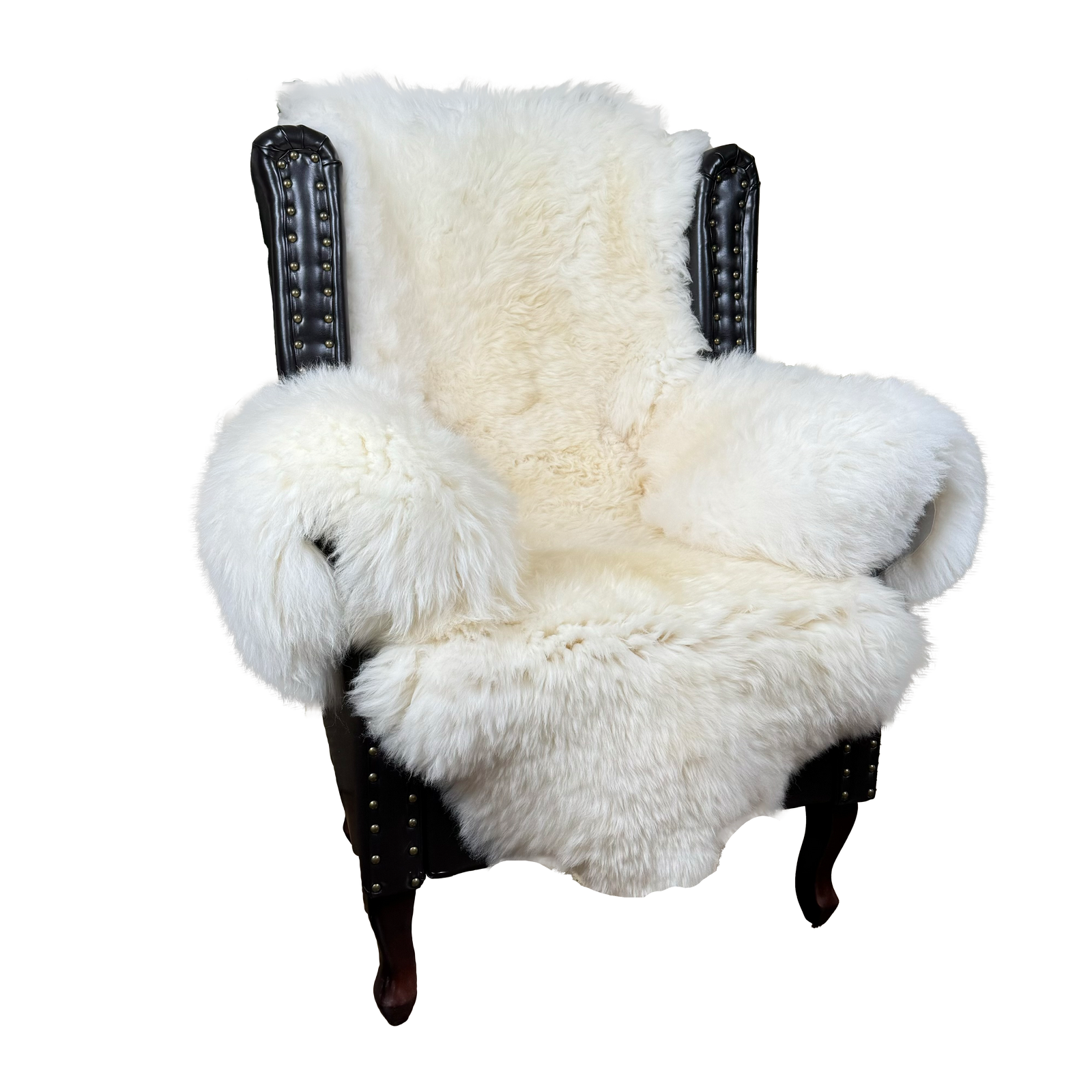 MEIWITT® Schaffell Sesselschoner mit Armlehnen weiss