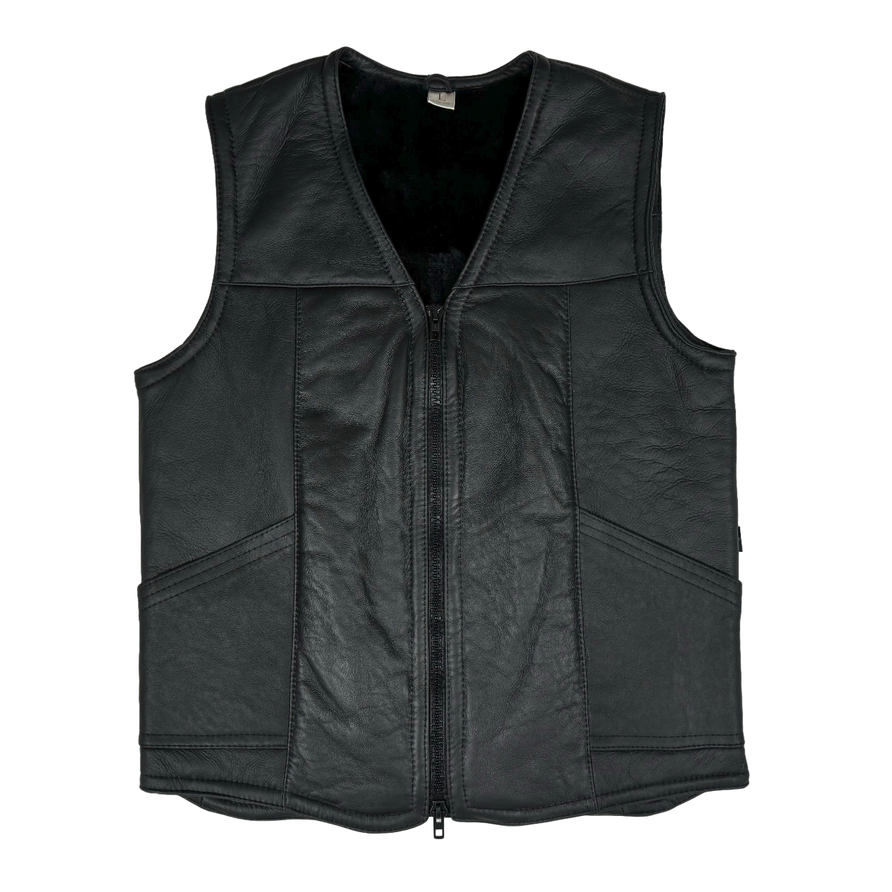 Herren Lammfell Lederweste schwarz Modell I