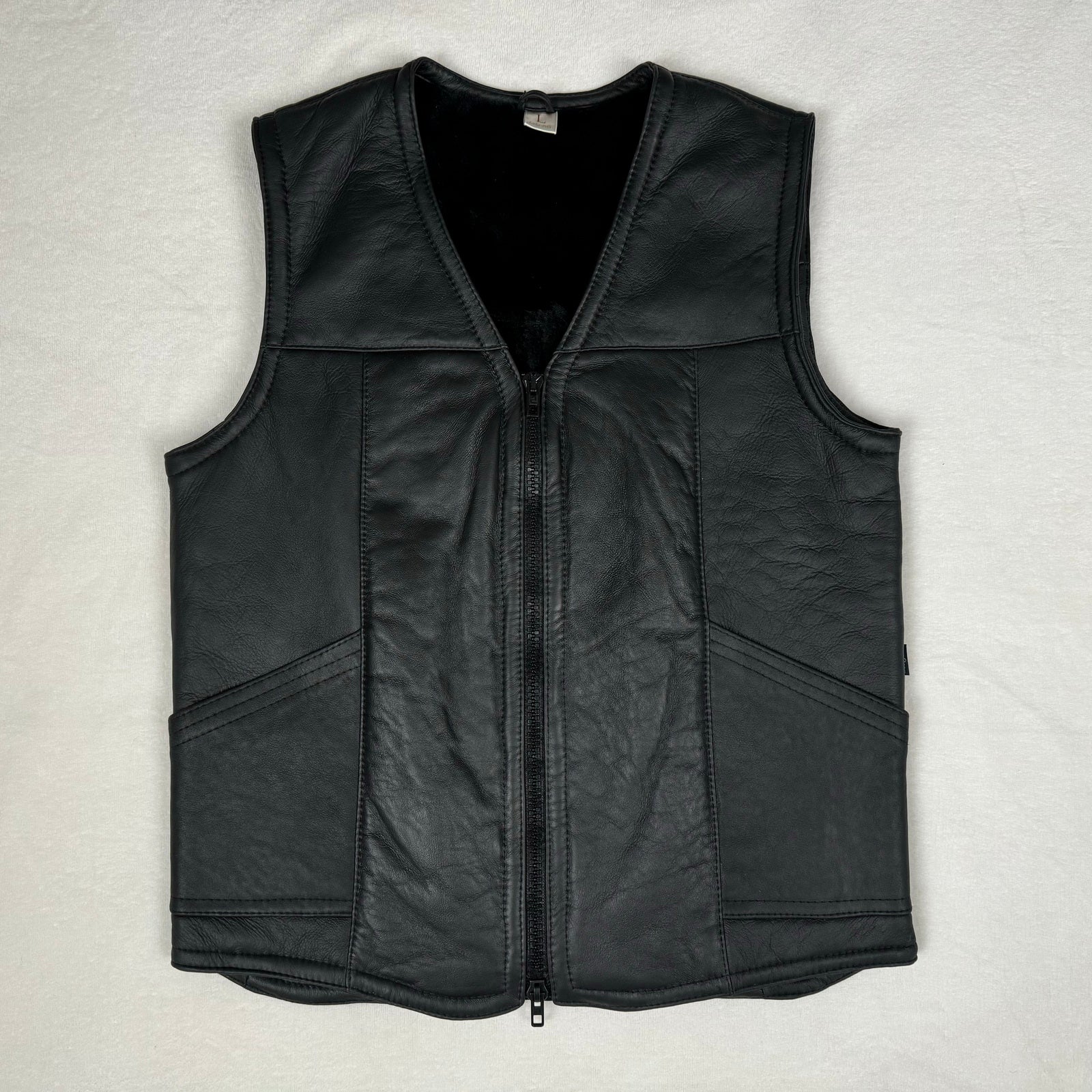 Herren Lammfell Lederweste schwarz Modell I
