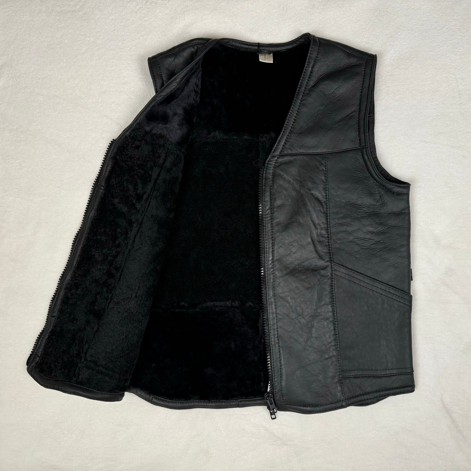 Herren Lammfell Lederweste schwarz Modell I