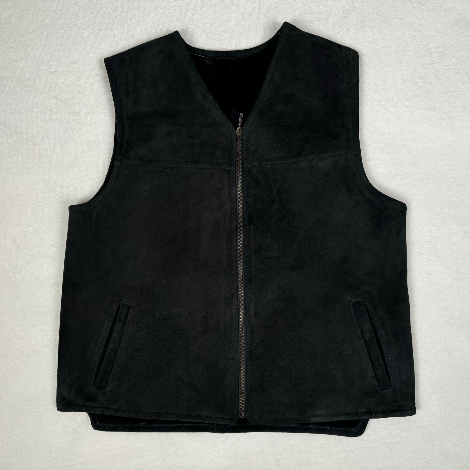 Herren Lammfell Lederweste schwarz Modell II