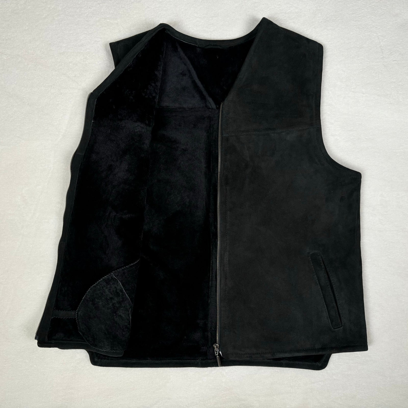 Herren Lammfell Lederweste schwarz Modell II