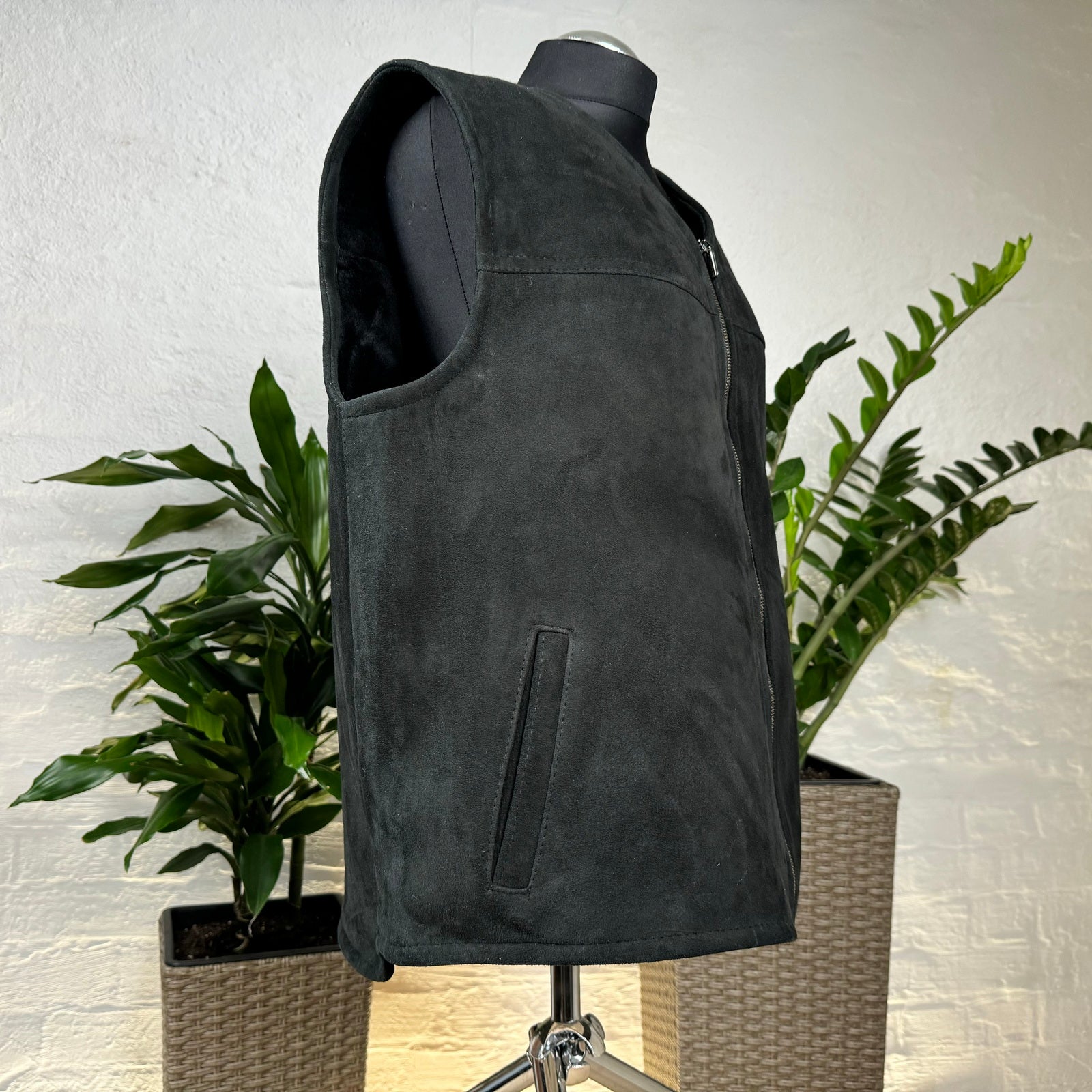 Herren Lammfell Lederweste schwarz Modell II