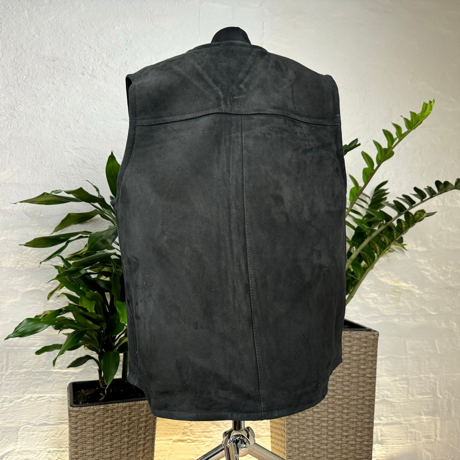 Herren Lammfell Lederweste schwarz Modell II