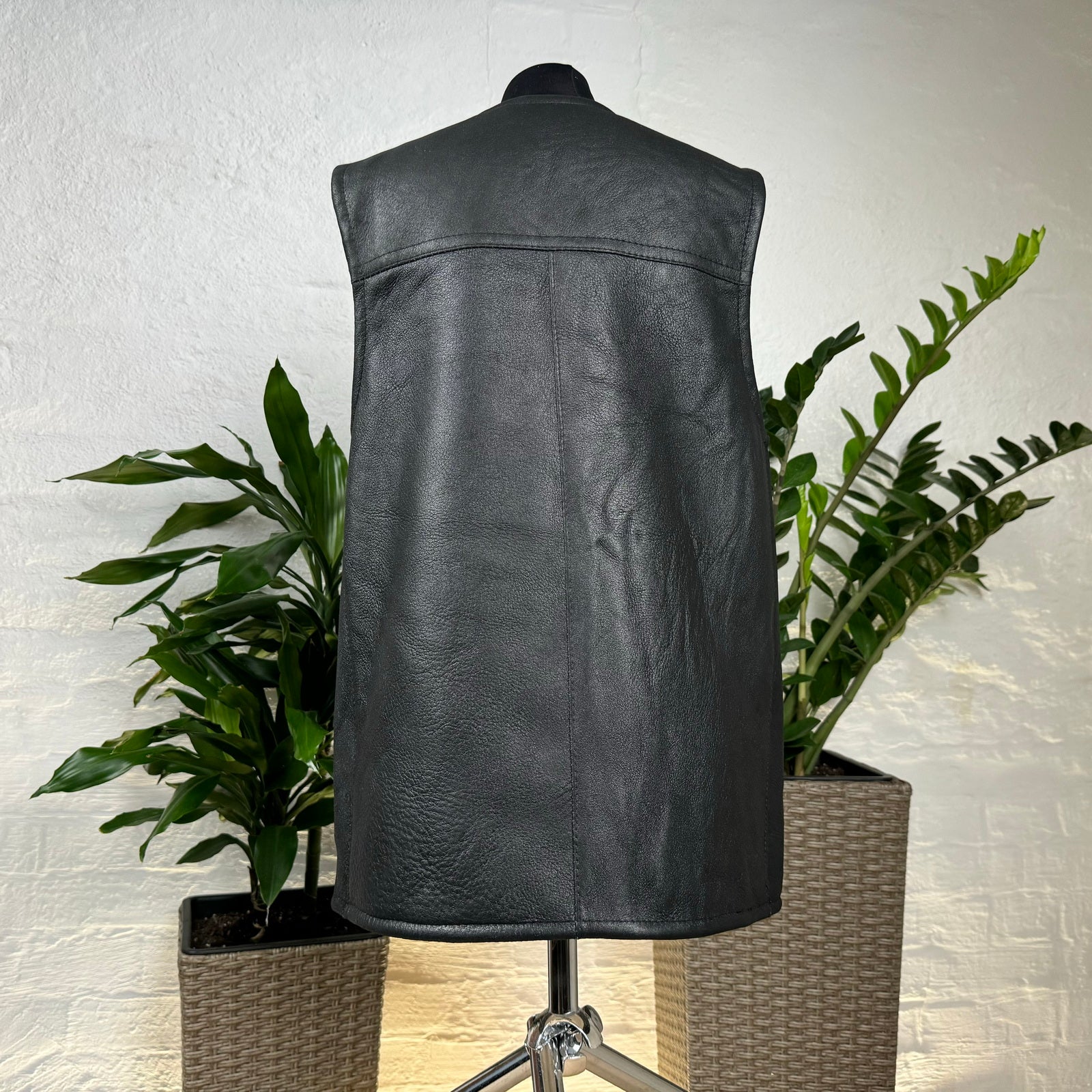 Herren Lammfell Lederweste schwarz Modell III