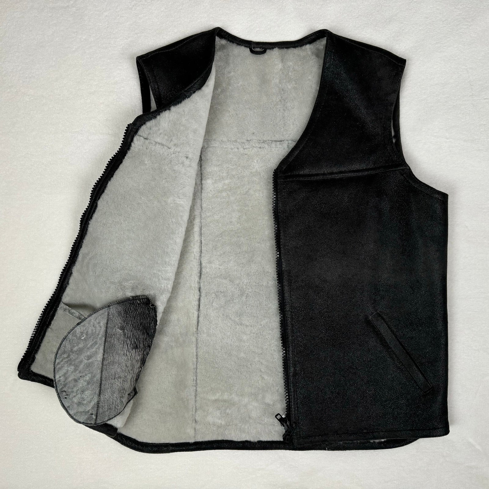 Herren Lammfell Lederweste schwarz Modell IV