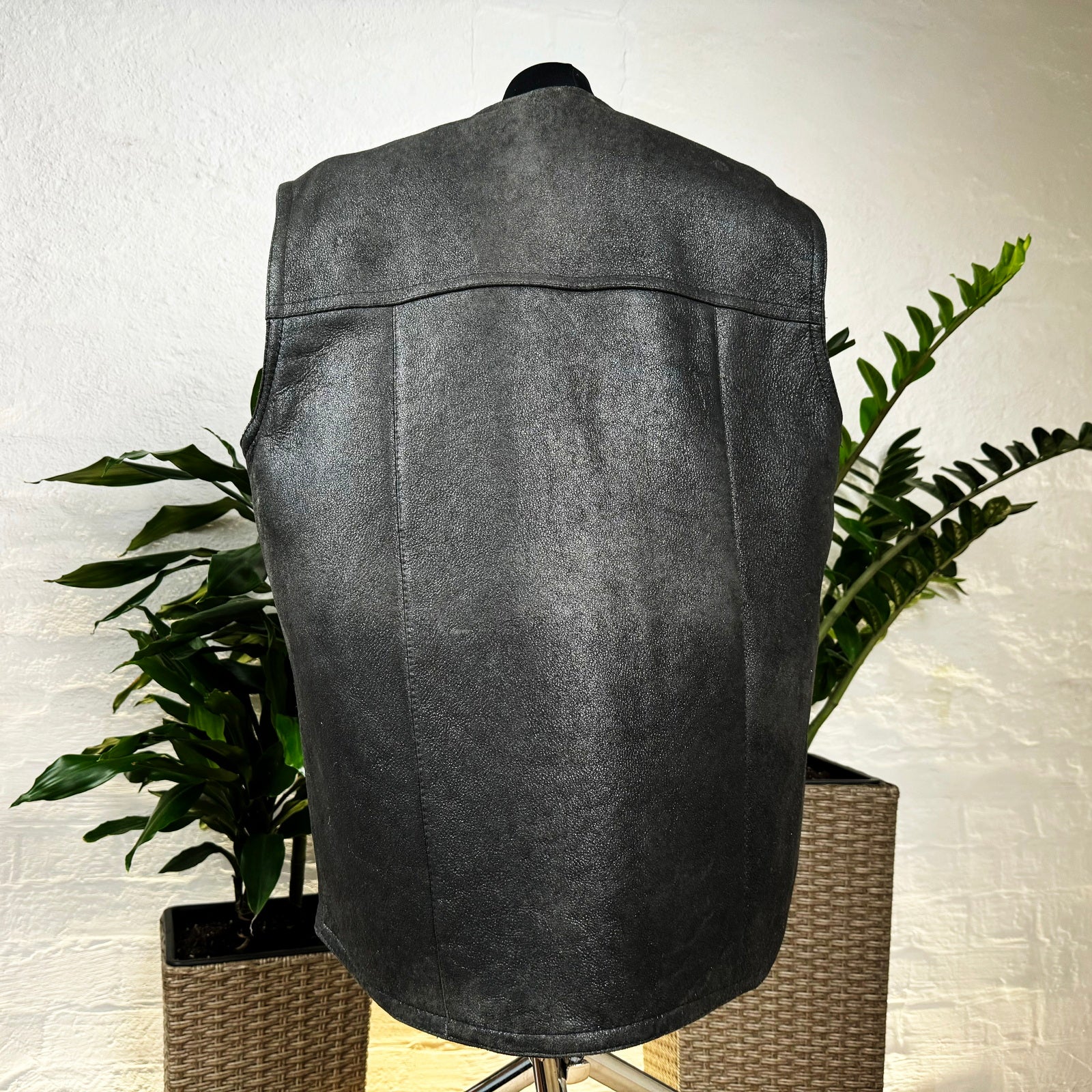 Herren Lammfell Lederweste schwarz Modell IV