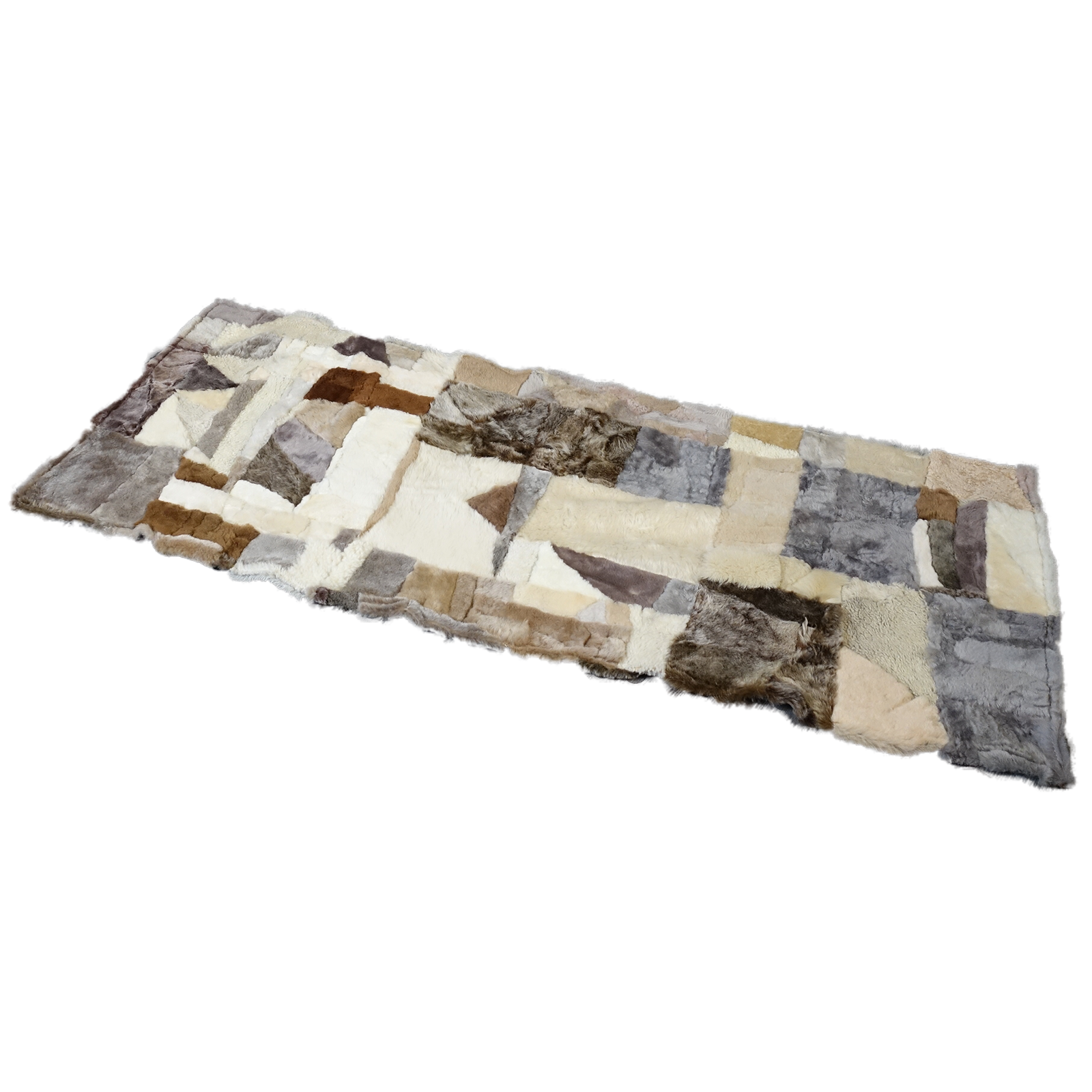 Echter Pelzläufer PL-280 Fellläufer Lammfellläufer 160x60cm beige-braun-grau