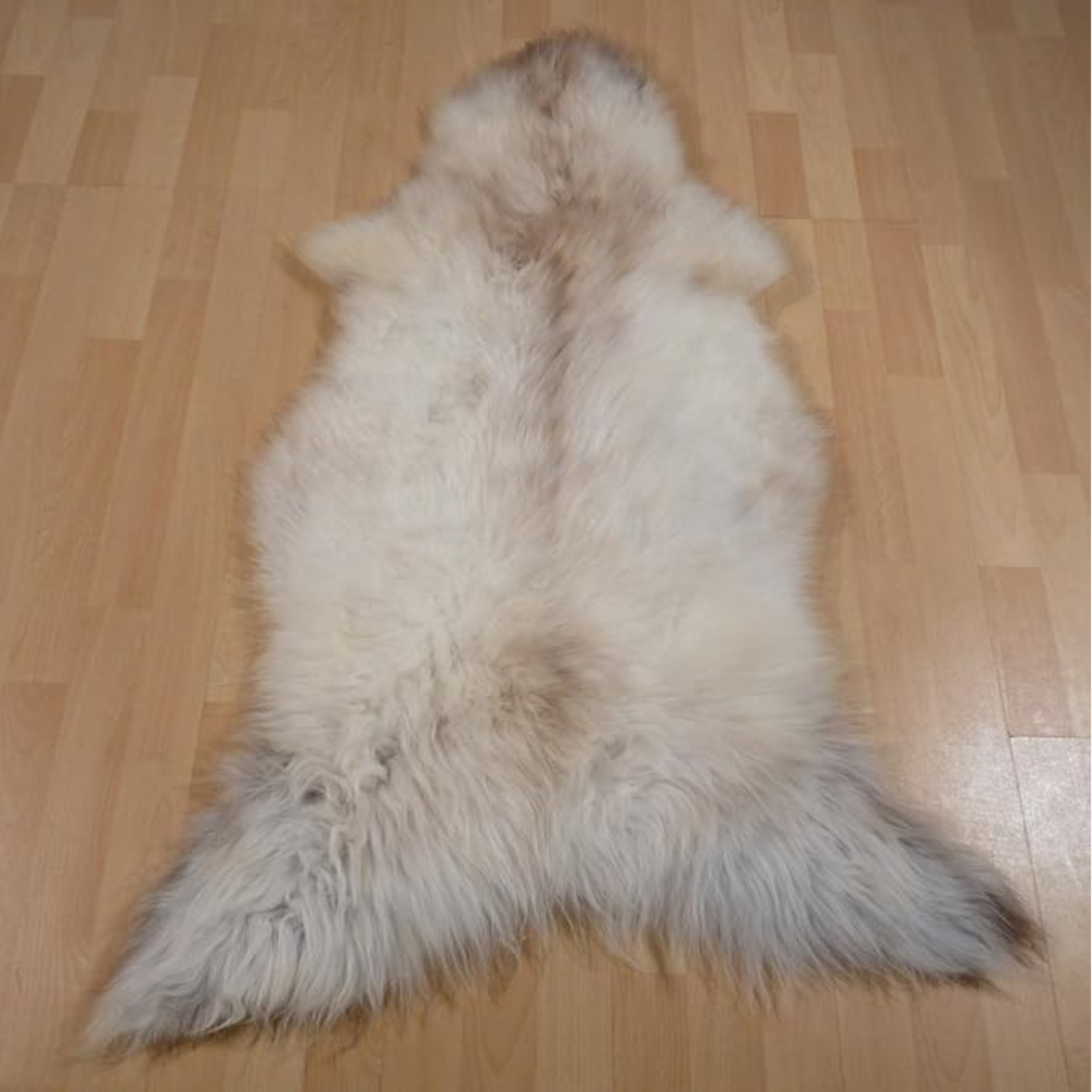 Exklusives Unikat Lammfell weiß - grau -braun 115x80cm #10913