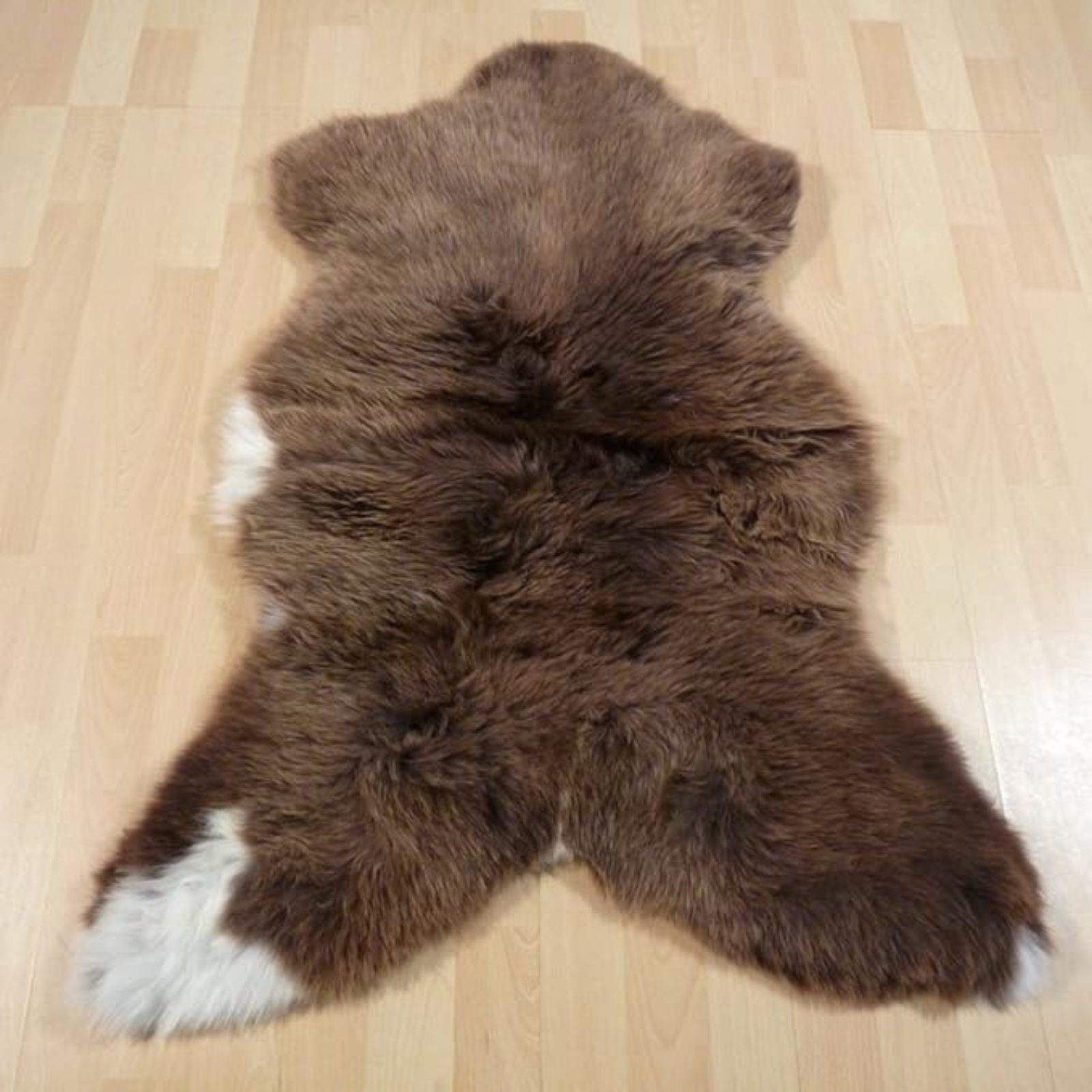 Exklusives Unikat Lammfell braun - weiß 110x75cm #10941