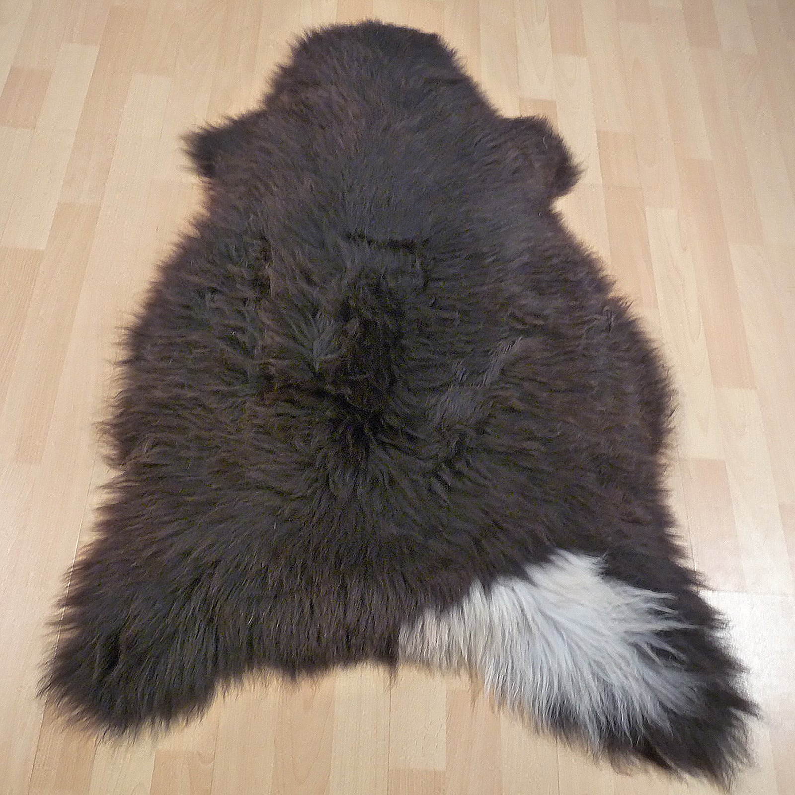 Exklusives Unikat Lammfell braun - weiß 115x80cm #12214