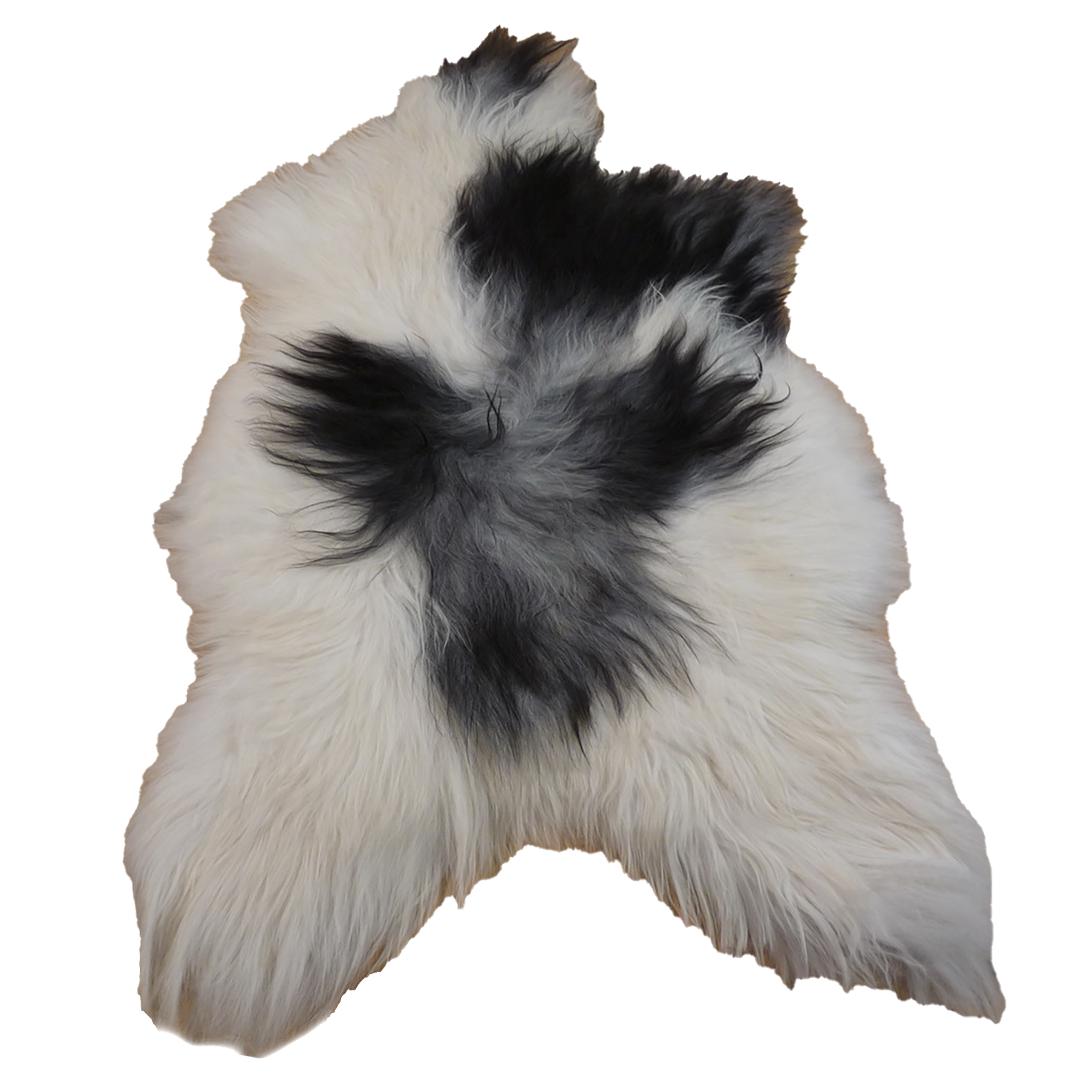 Exklusives Unikat Islandschaffell weiß - grau - schwarz 125x80cm #12346