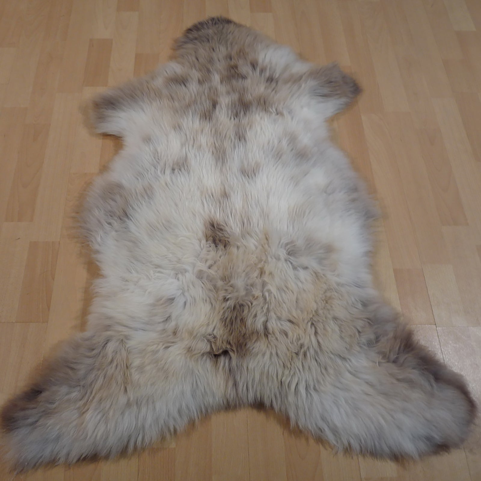 Exklusives Unikat Lammfell weiß - grau - braun 115x85cm #12382