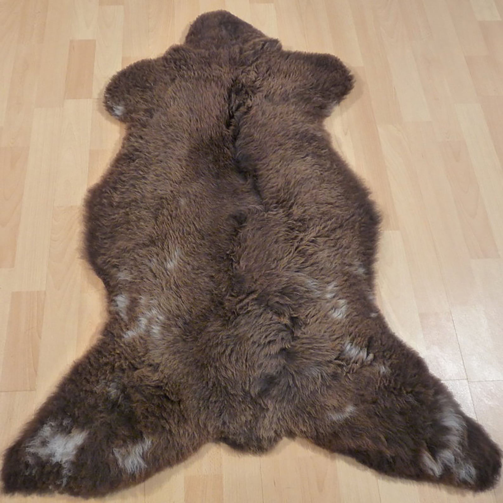 Exklusives Unikat Lammfell braun - weiß 105x80cm #12415