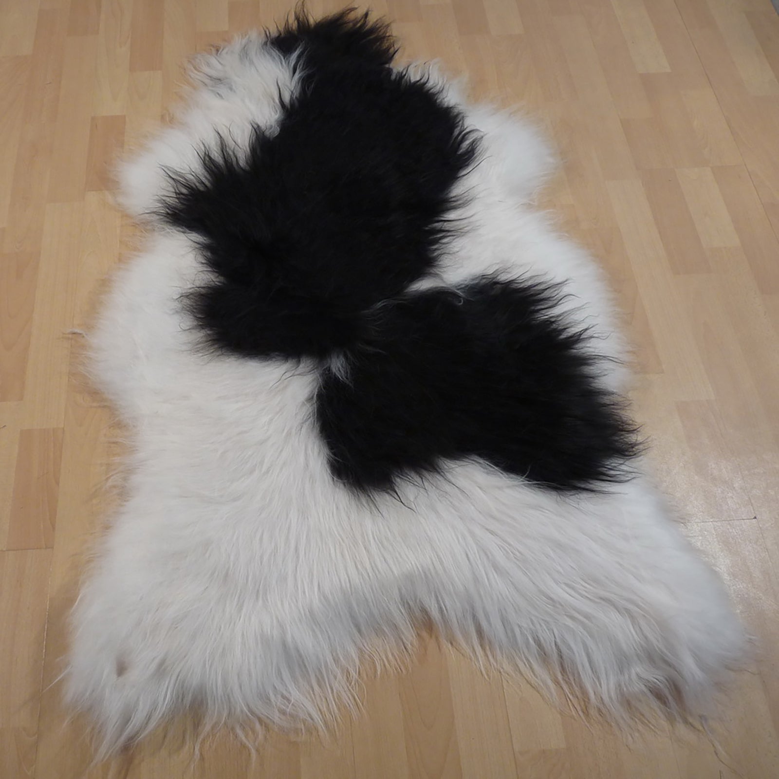 Exklusives Unikat Islandschaffell weiß - schwarz 130x90cm #12565