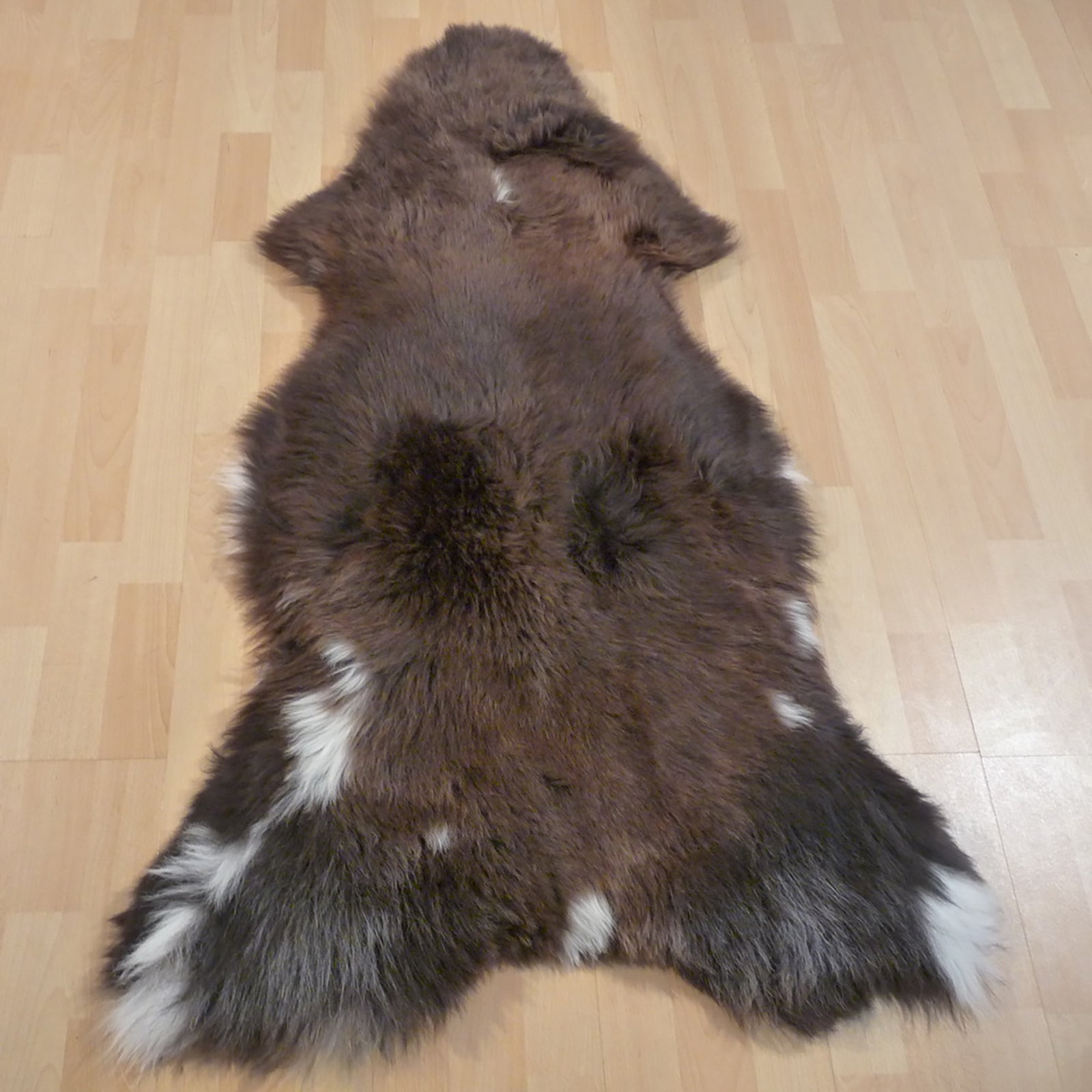 Exklusives Unikat Schaffell braun - weiß 125x75cm #12673