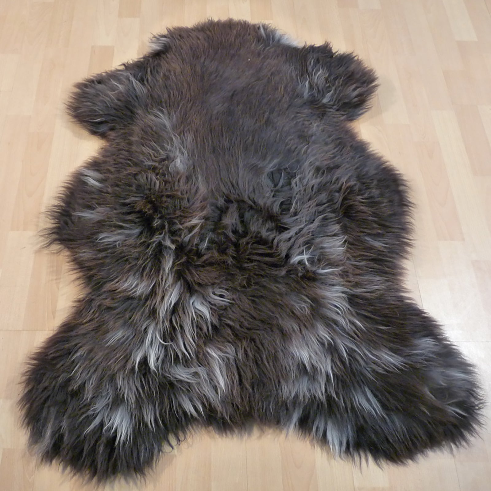 Exklusives Unikat Lammfell braun - weiß 115x85cm #12782