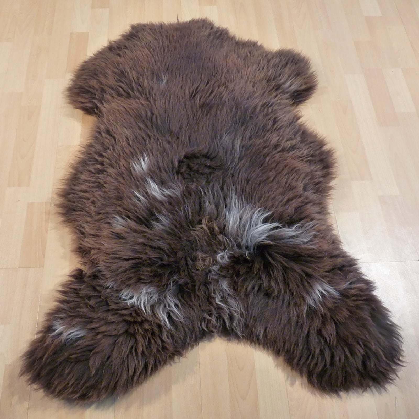 Exklusives Unikat Lammfell braun - weiß 115x85cm #12785