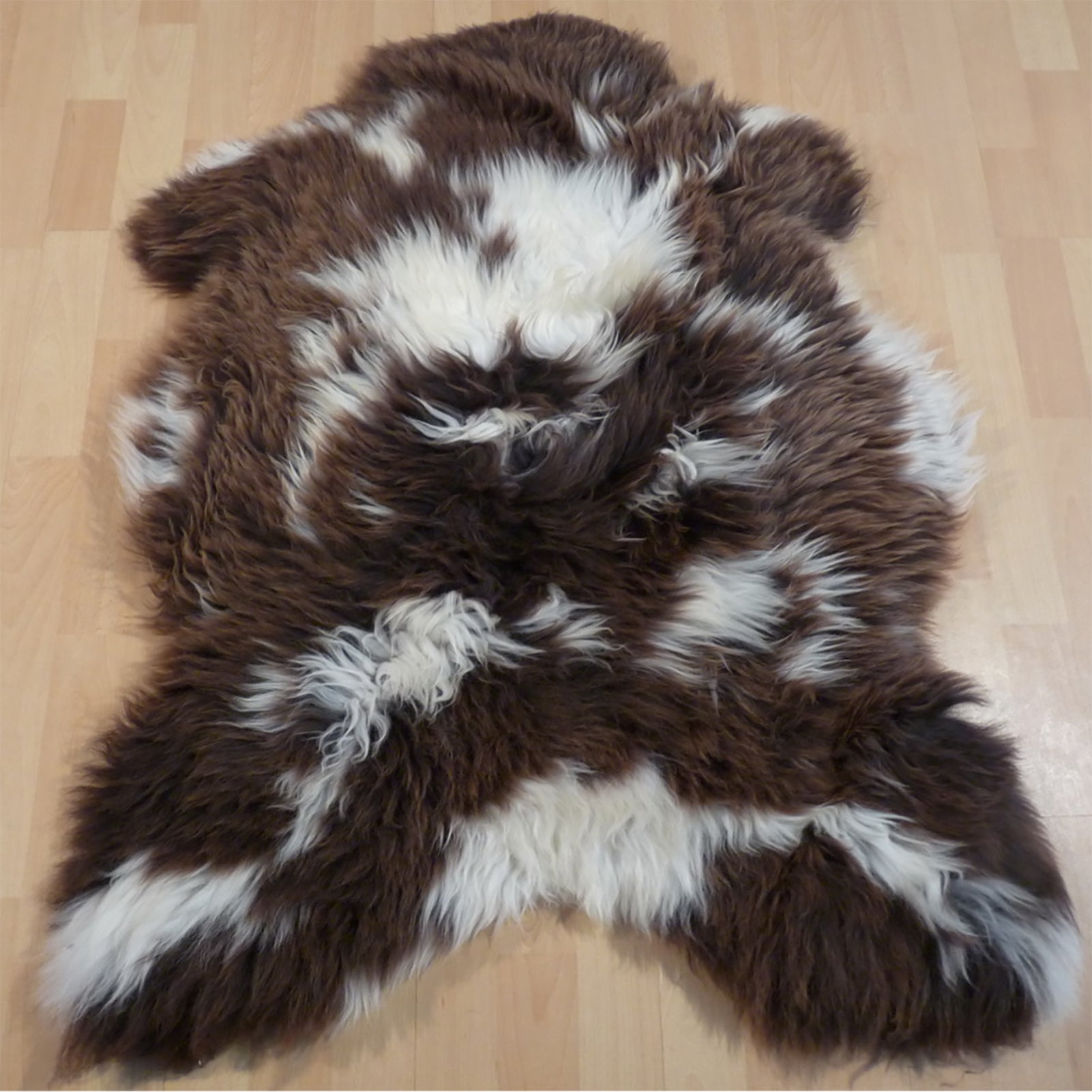 Exklusives Unikat Lammfell braun - weiß 115x85cm #12794
