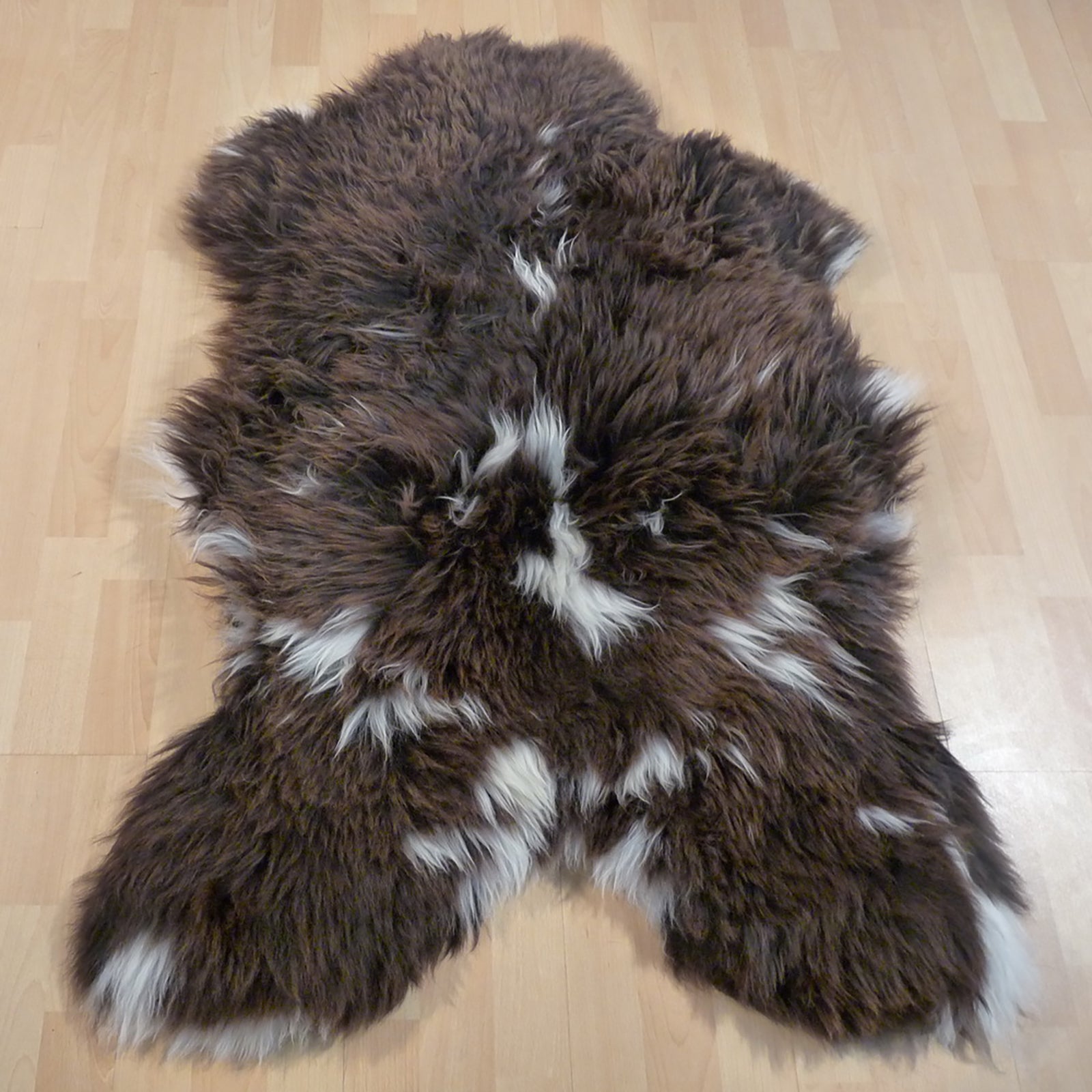 Exklusives Unikat Schaffell braun - weiß 120x90cm #12809