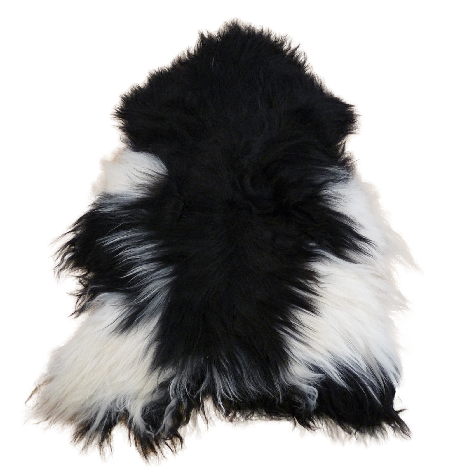 Exklusives Unikat Islandschaffell schwarz - weiß 135x95cm #14967