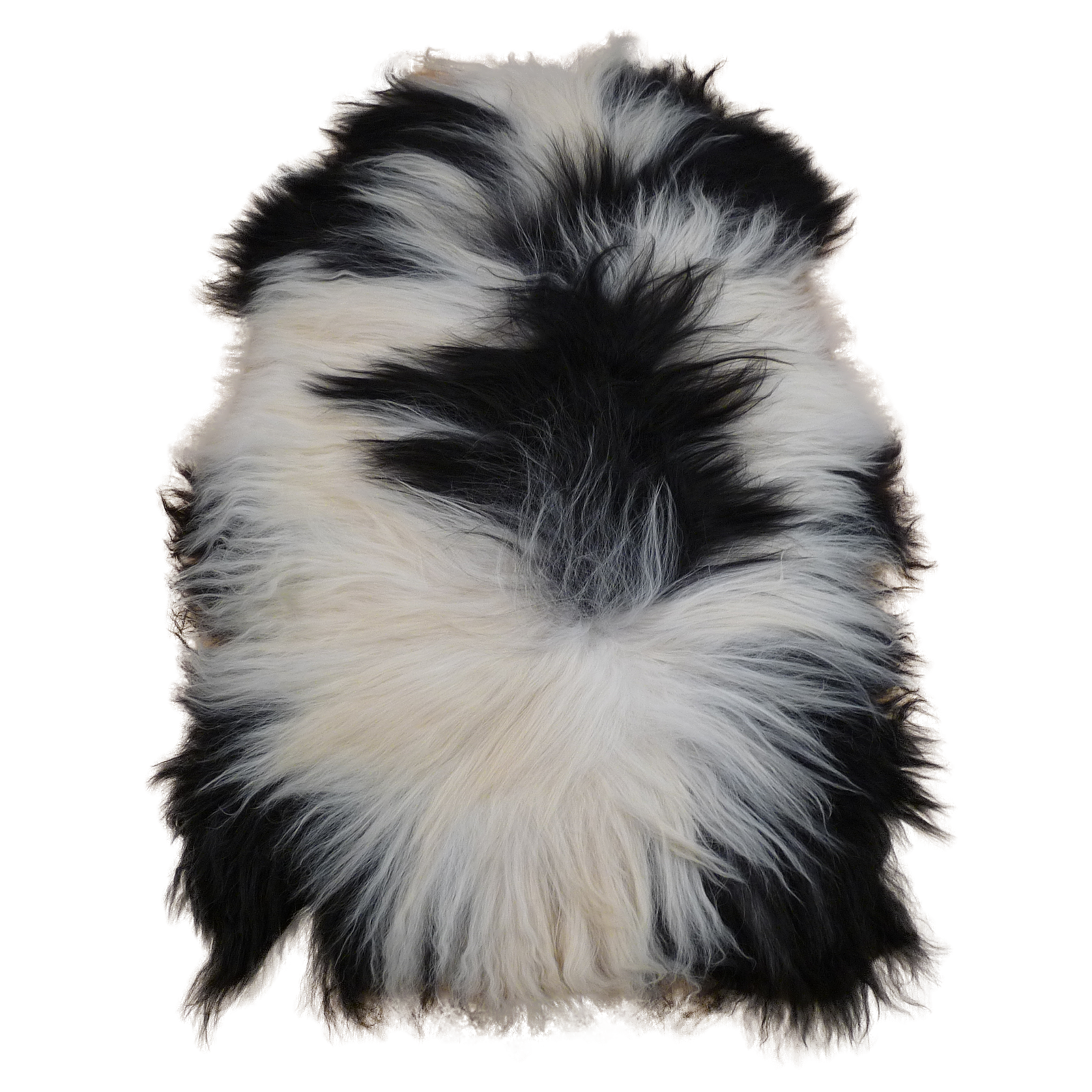 Exklusives Unikat Islandschaffell schwarz - weiß 140x90cm #14969