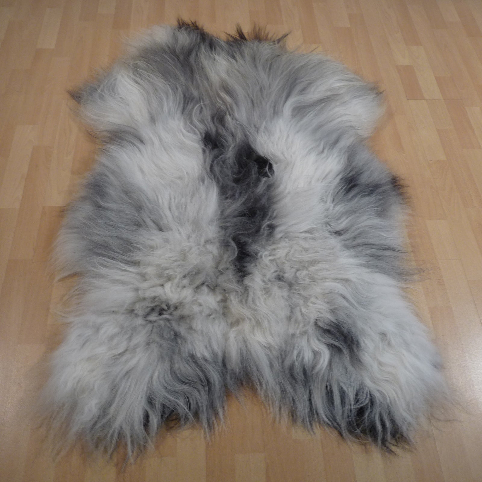Exklusives Unikat Islandschaffell weiß - grau 140x100cm #15767