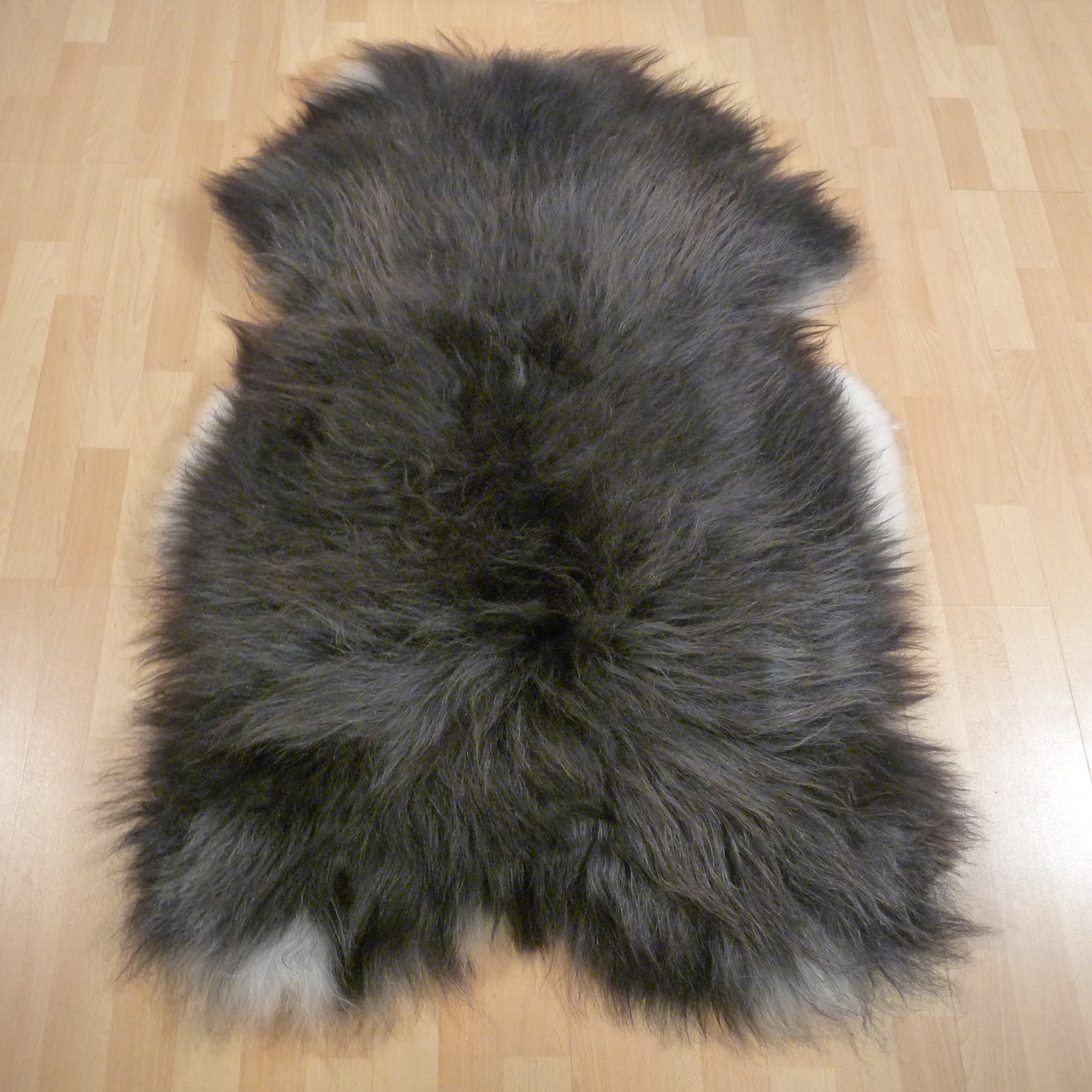 Exklusives Unikat Islandschaffell schwarz - grau 135x90cm #15776