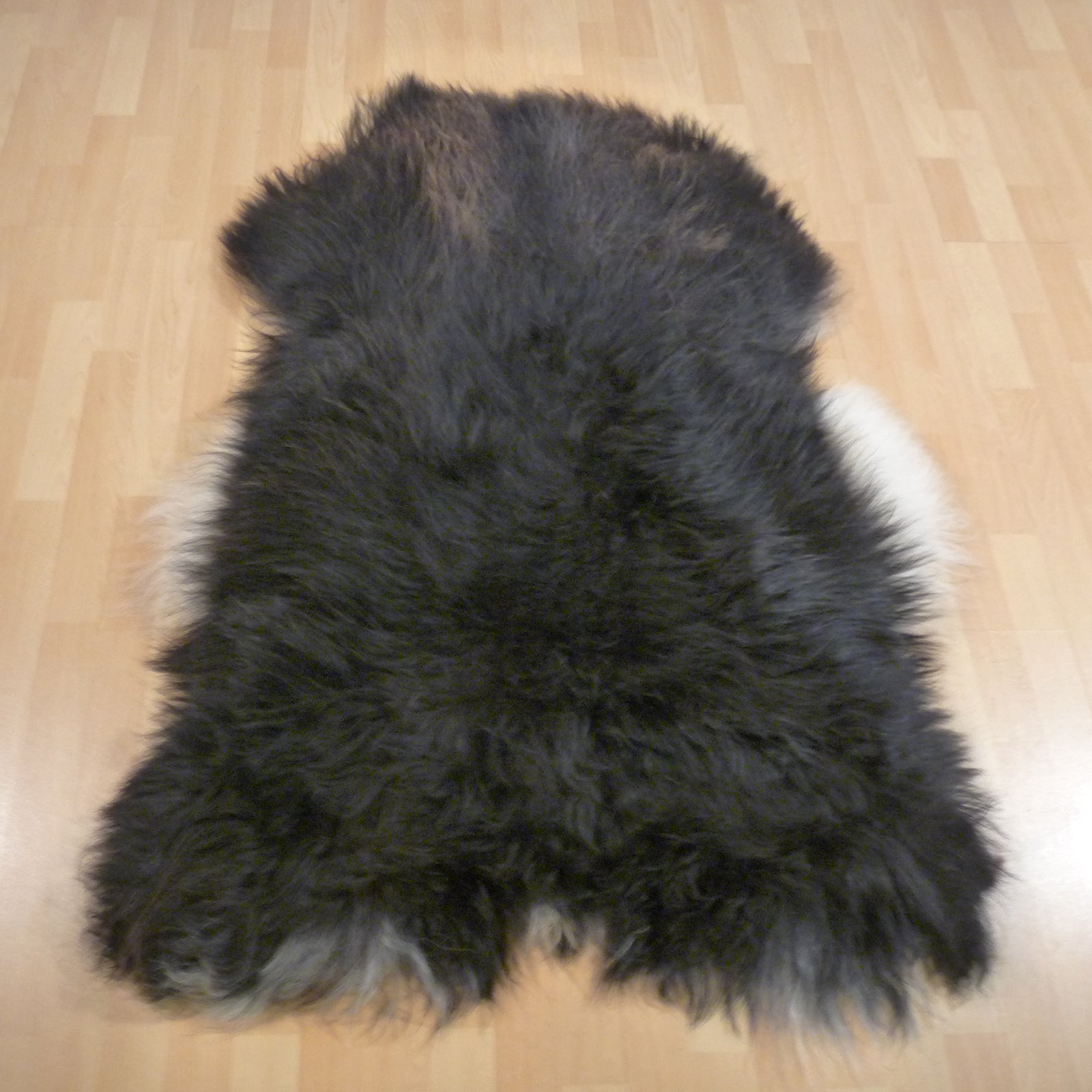 Exklusives Unikat Islandschaffell schwarz - grau 135x100cm #15777