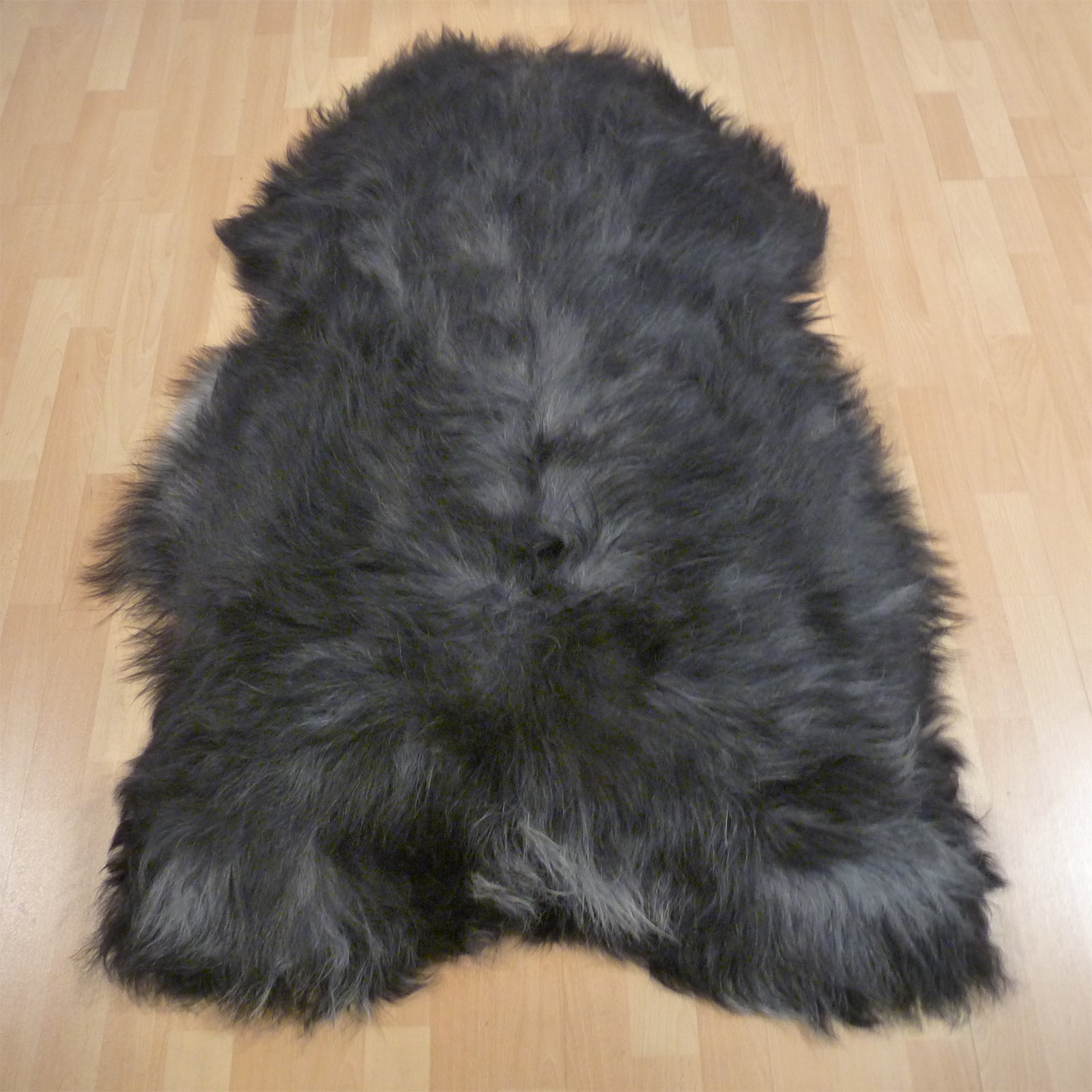 Exklusives Unikat Islandschaffell schwarz - grau 135x90cm #15780