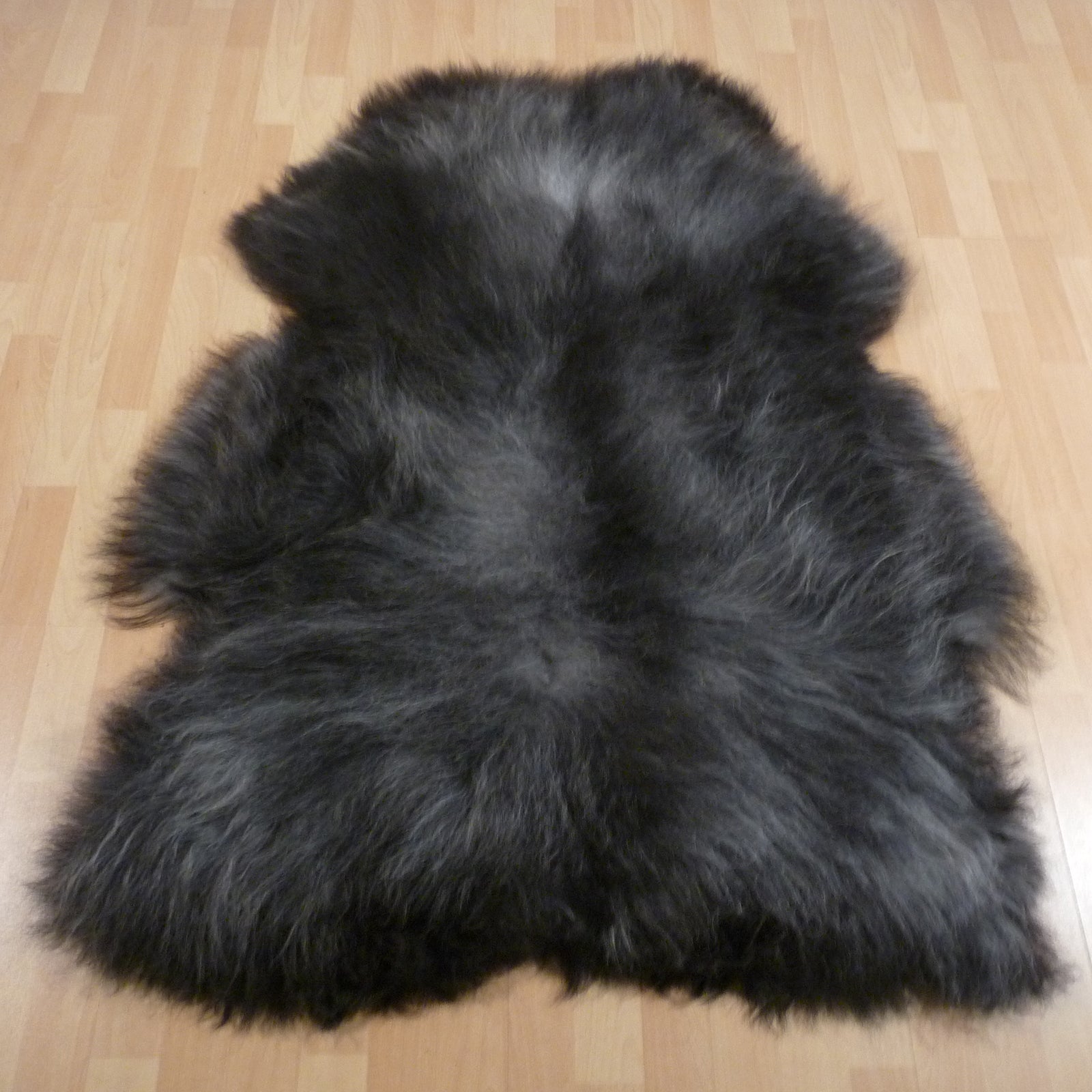 Exklusives Unikat Islandschaffell schwarz - grau 135x100cm #15782