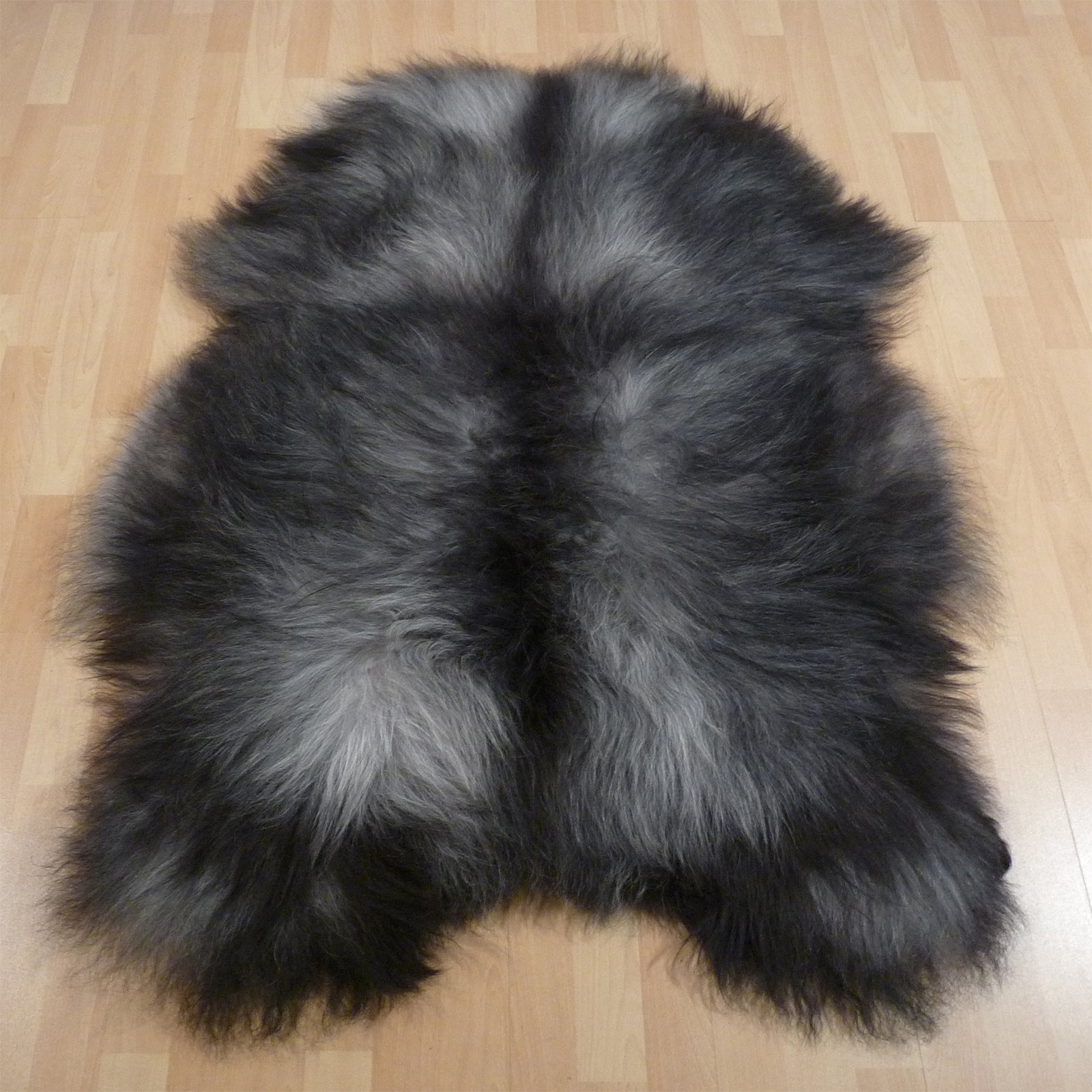 Exklusives Unikat Islandschaffell schwarz - grau 135x100cm #15783