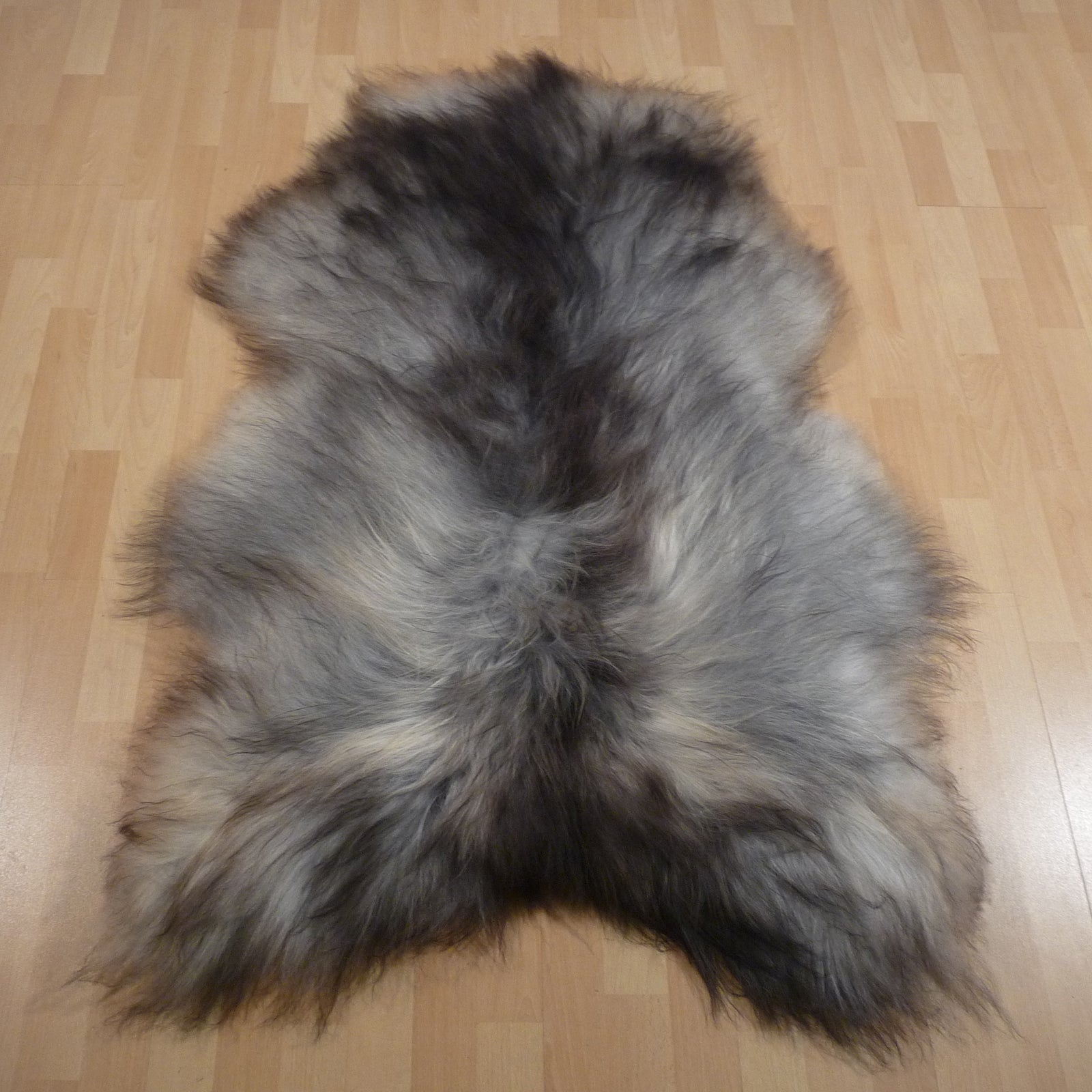 Exklusives Unikat Islandschaffell weiß - schwarz - grau 135x95cm #15786