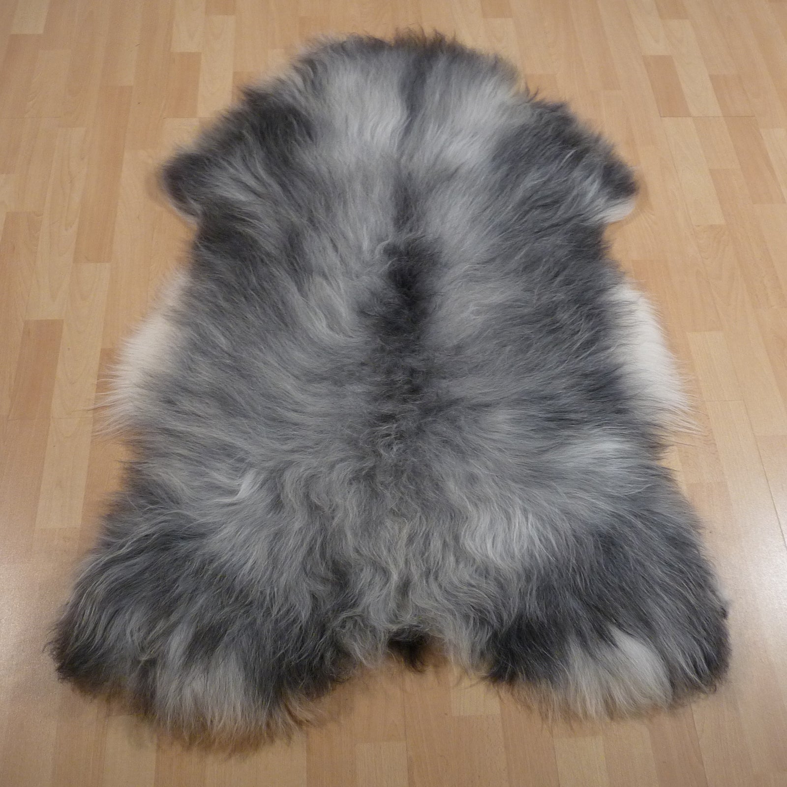Exklusives Unikat Islandschaffell weiß - schwarz - grau 135x90cm #15787