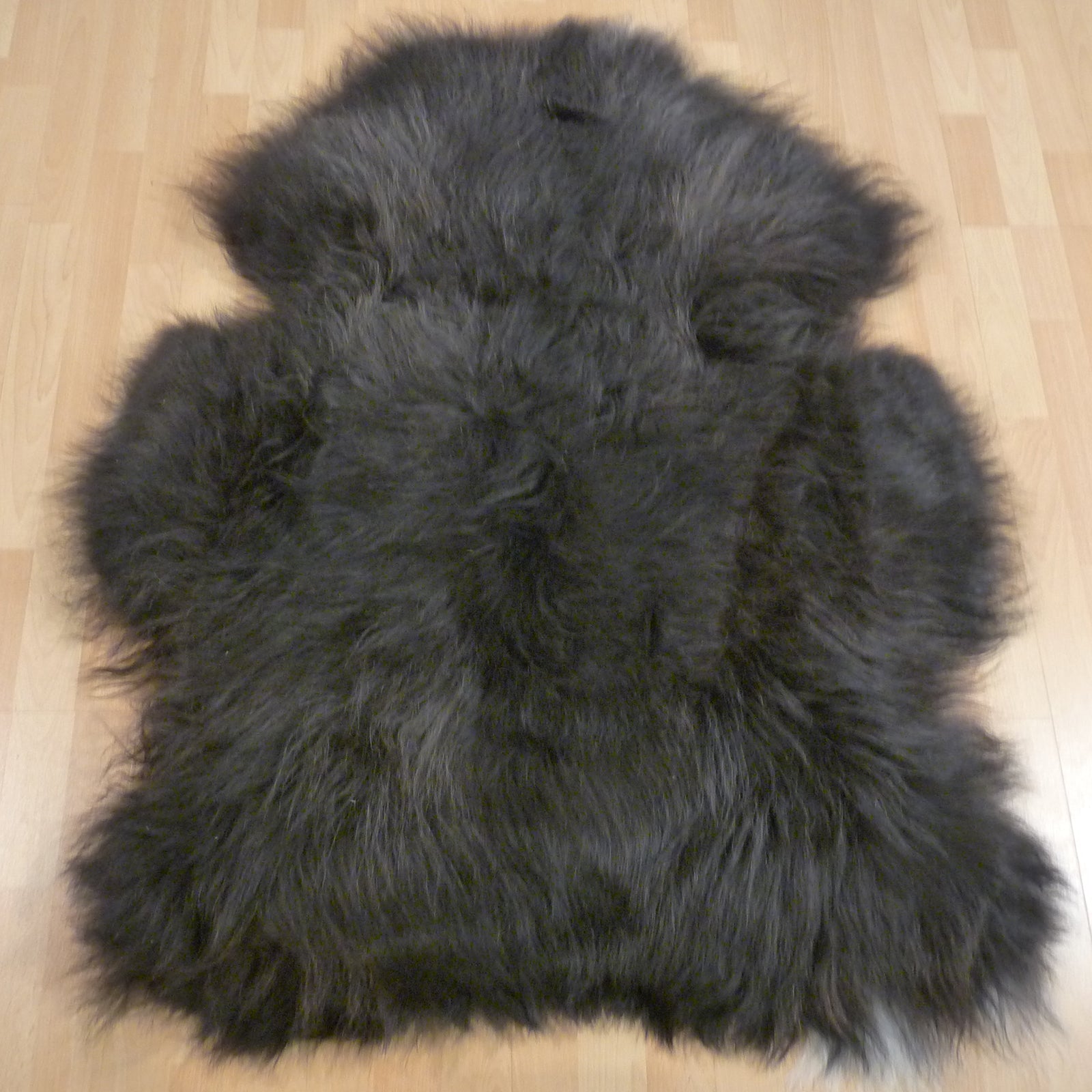 Exklusives Unikat Islandschaffell schwarz - grau 130x100cm #15810