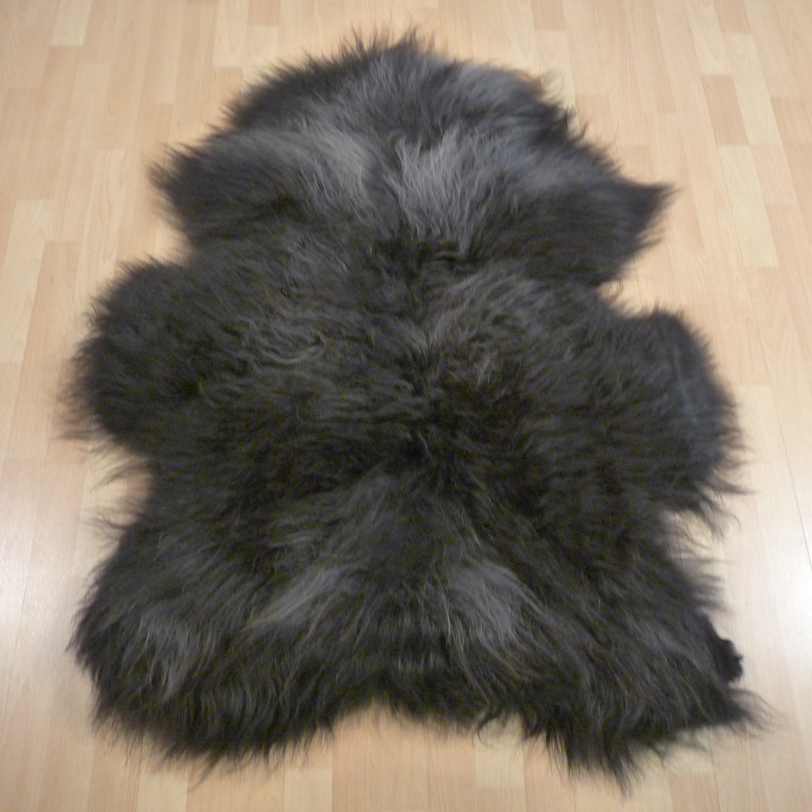 Exklusives Unikat Islandschaffell schwarz - braun - weiß 125x100cm #15814