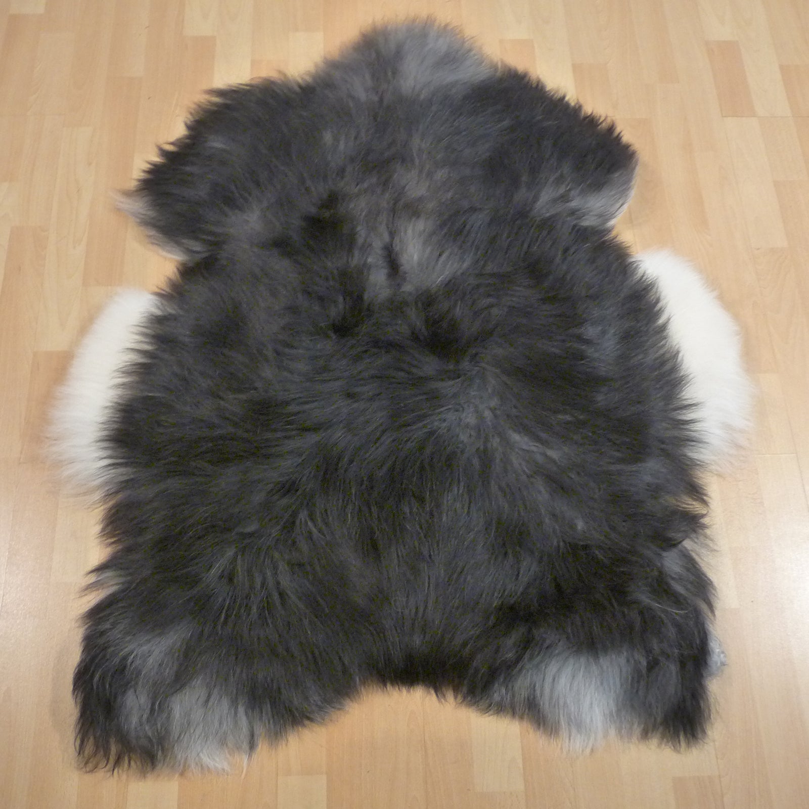 Exklusives Unikat Islandschaffell schwarz - weiß 125x95cm #15815