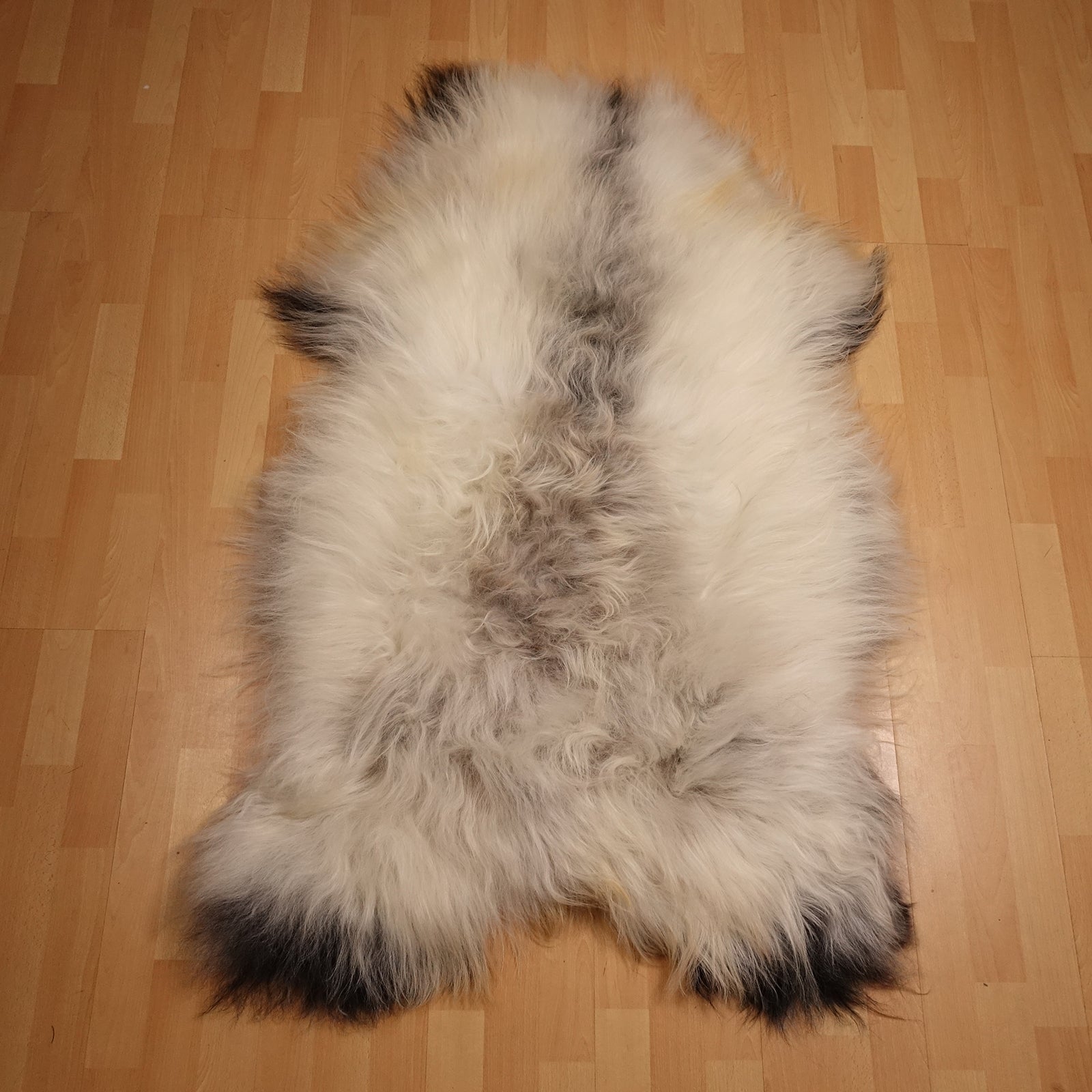 Exklusives Unikat Islandschaffell weiss - grau - schwarz 140x90cm #15841
