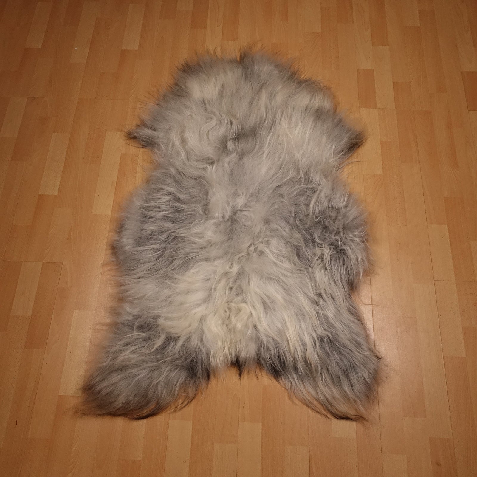 Exklusives Unikat Islandschaffell weiß - grau 135x85cm #15843