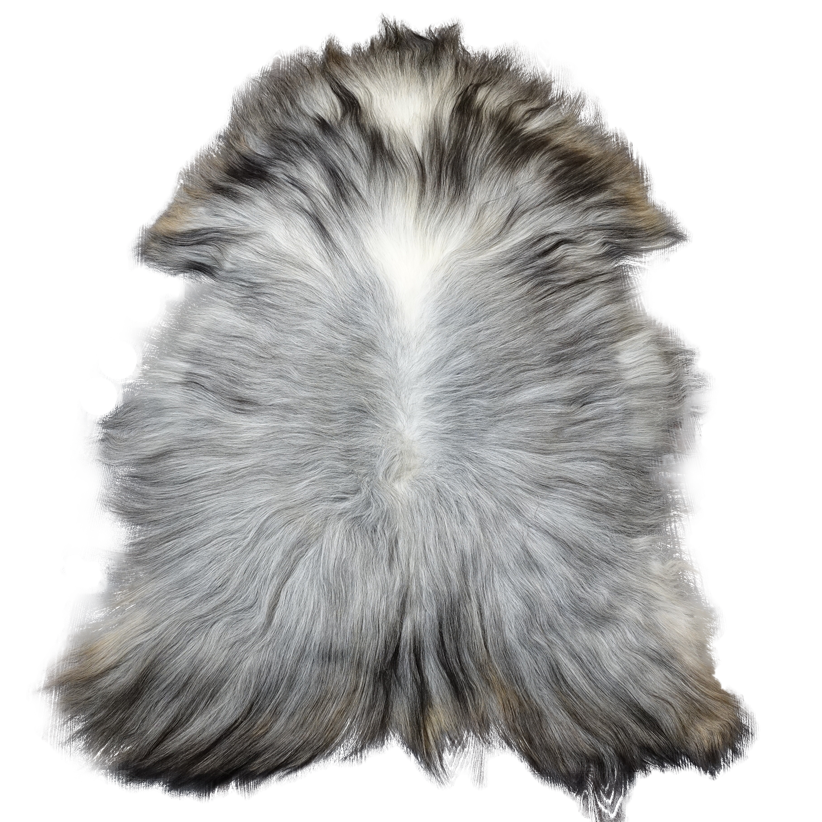Exklusives Unikat Islandschaffell schwarz - grau 145x100cm #15913